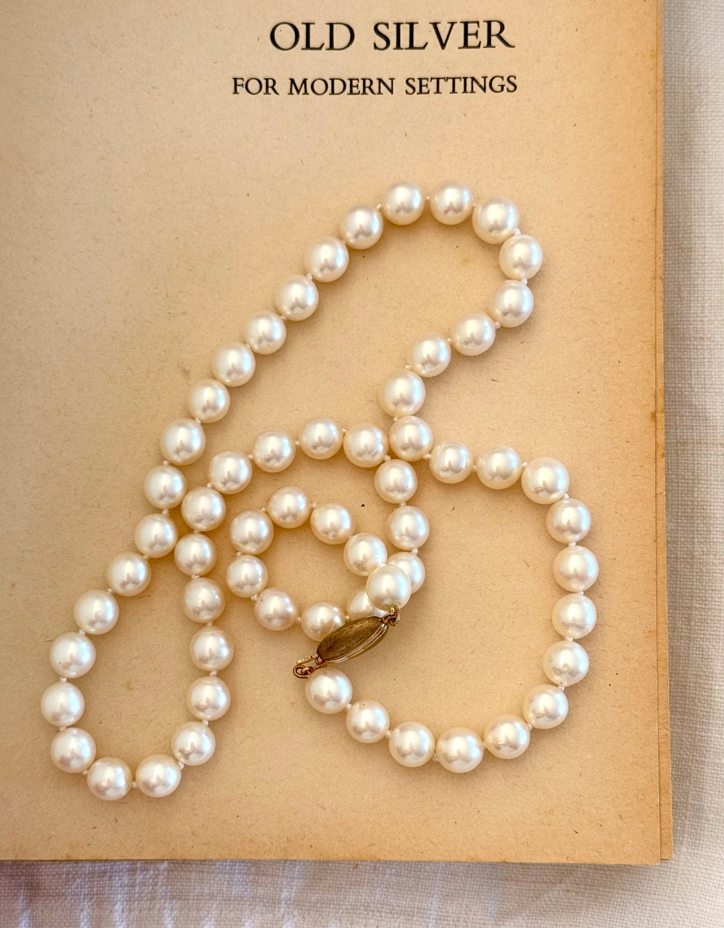.375 .57.2cm long Akoya luxury large pearl necklace with studio crafted .9ct gold clasp heirloom pearlescent cream pearl string of real pearls necklace