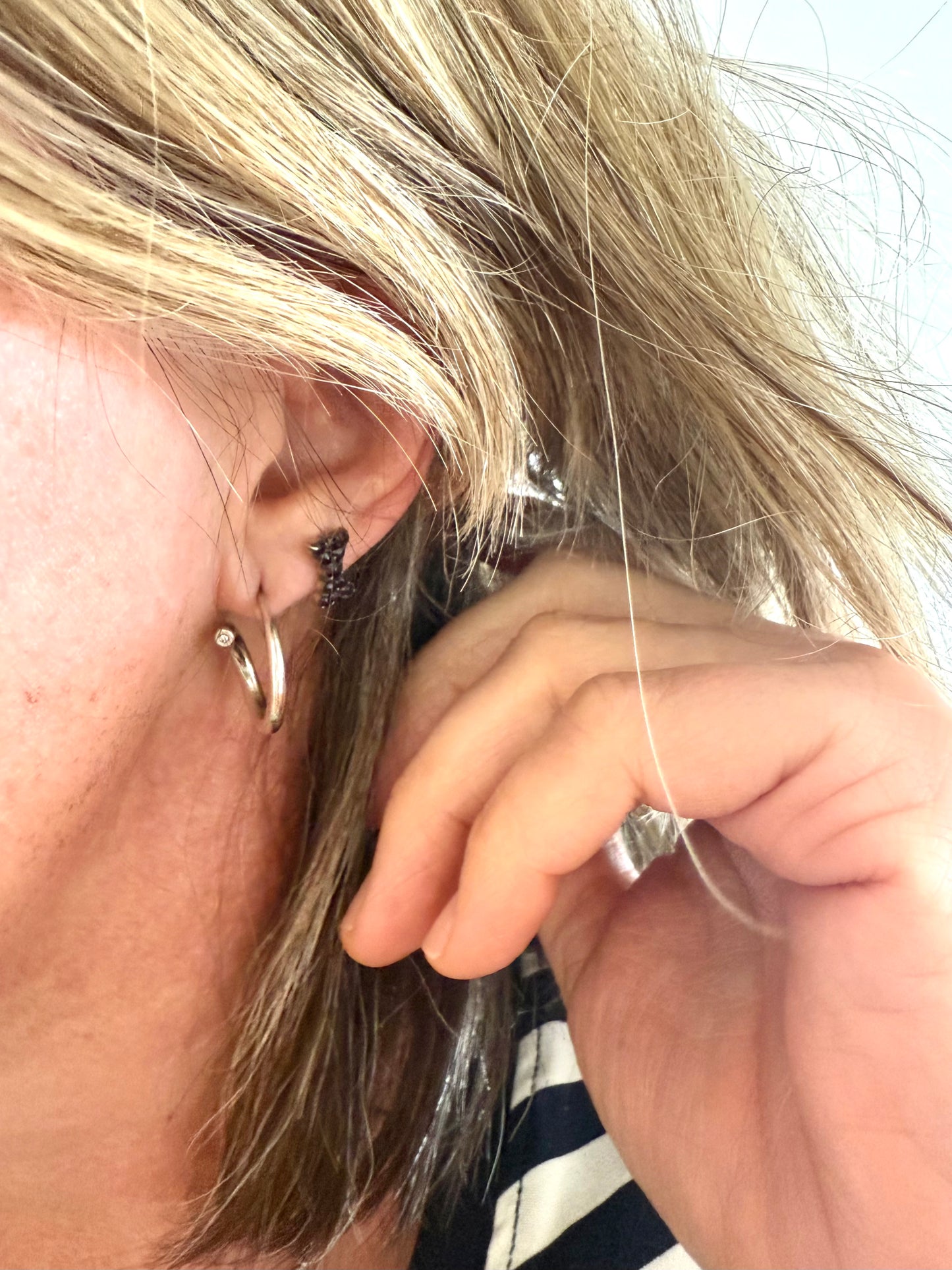 .925 silver diamond accent artisan made twist twirl mismatched wearable art solid silver luxury hoop post stud earrings