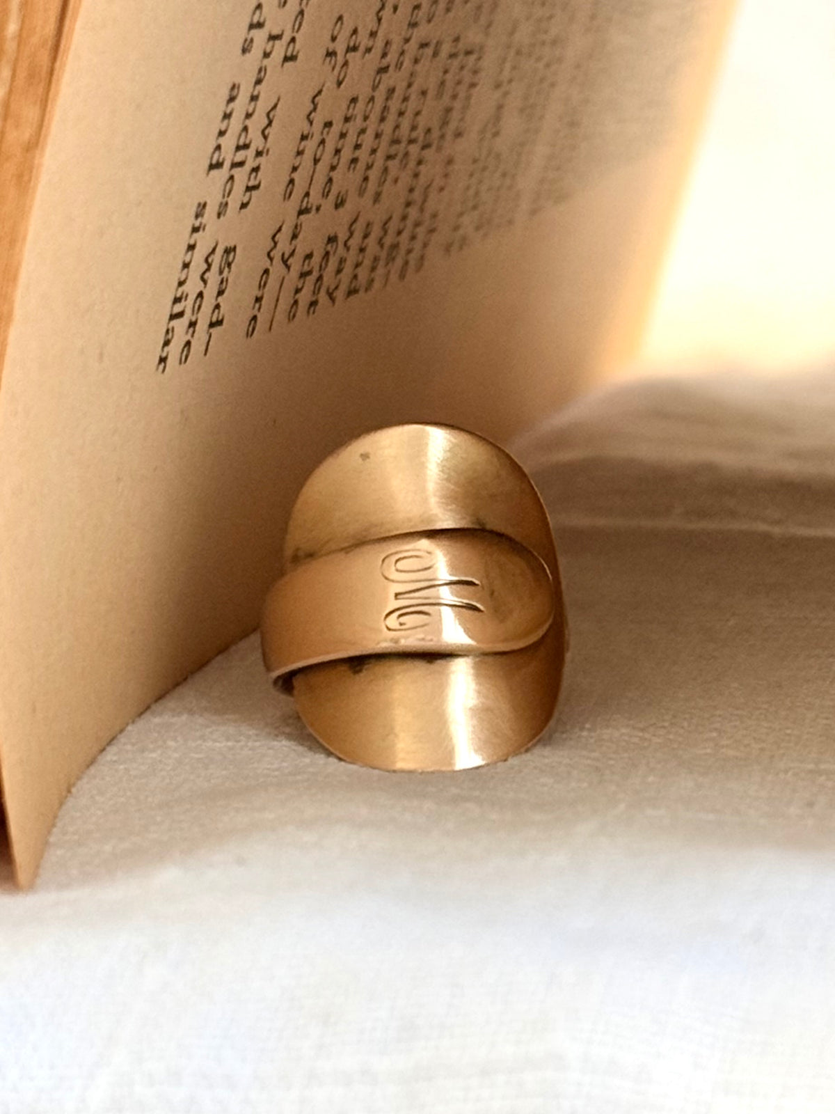 .1920s .375 .9ct solid rose gold rare treasure salt spoon signet ring