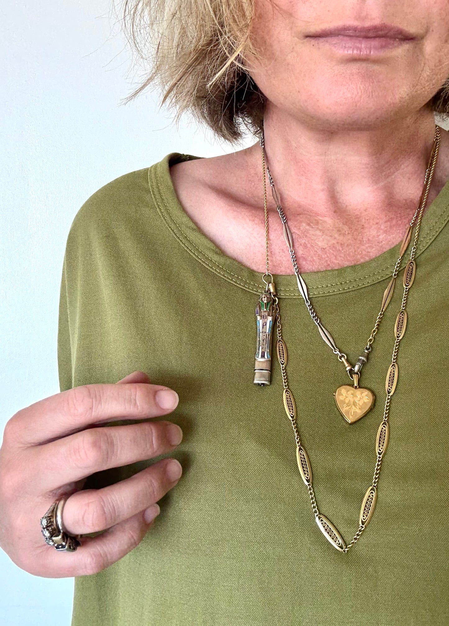 .18ct .1890s .1900s antique rare beautiful French yellow gold and silver Art Nouveau Belle Epoque era fancy link bevelled diamond link 750 gold and 925 silver chain link necklace