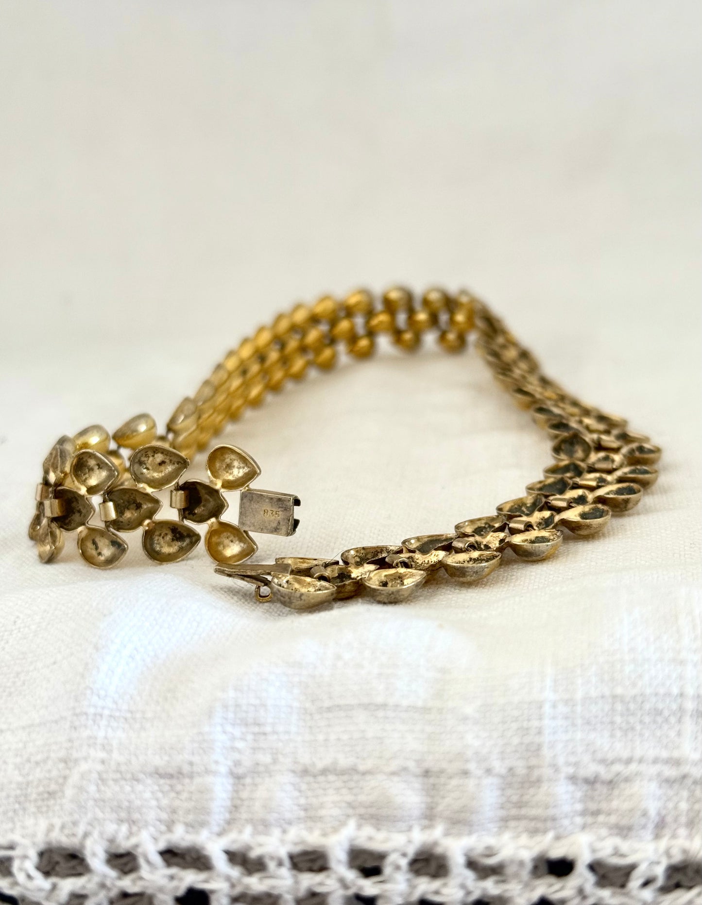 .1950s .835 gold fill modernist choker chain European silver fancy form necklace