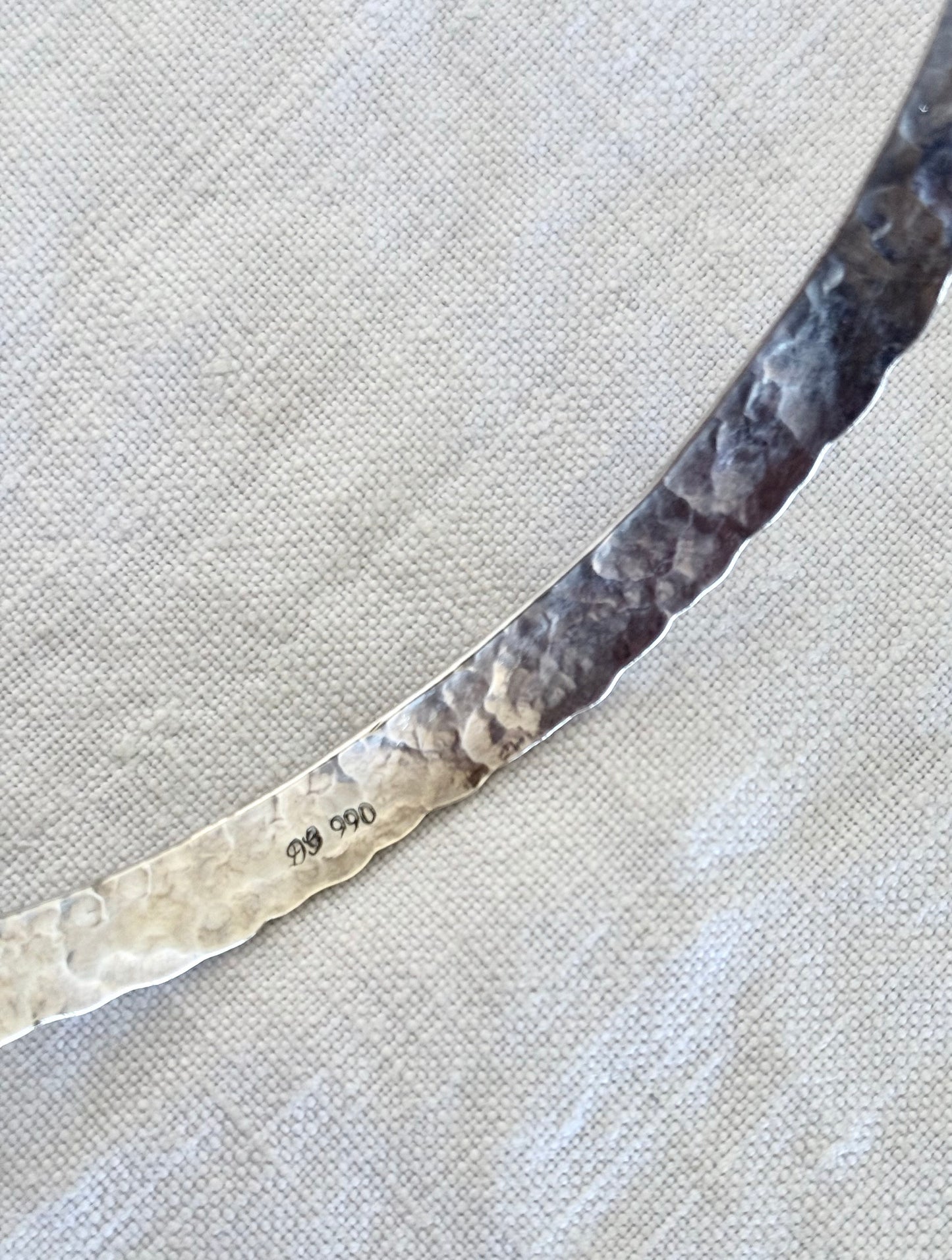 .1970s .990 artisan made hand made fine silver choker neck cuff bevelled solid silver art neckpiece