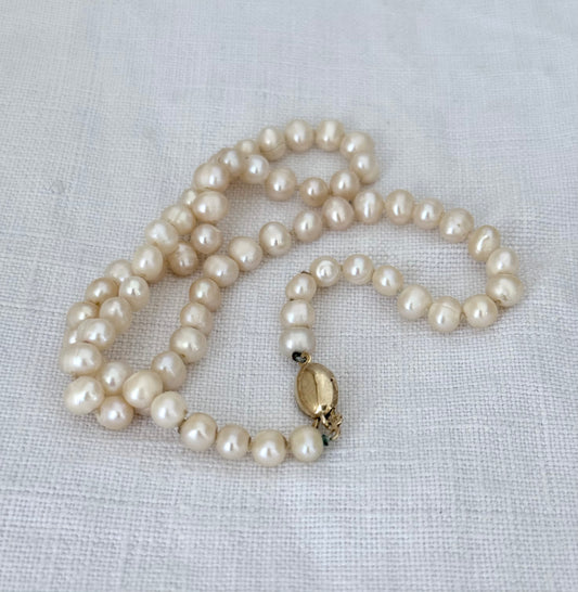 .375 .40cm long .9ct gold heirloom pearlescent pearl string of luxury real pearls necklace
