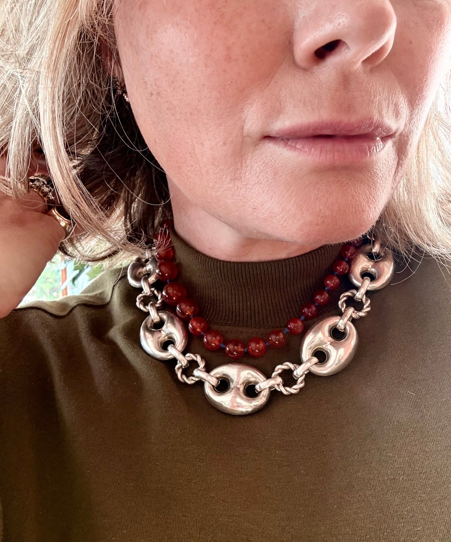 .1980s .1990s .925 Super Sized Chunky extra puffy gucci link mariners link sterling silver fancy twist link modernist oversized necklace