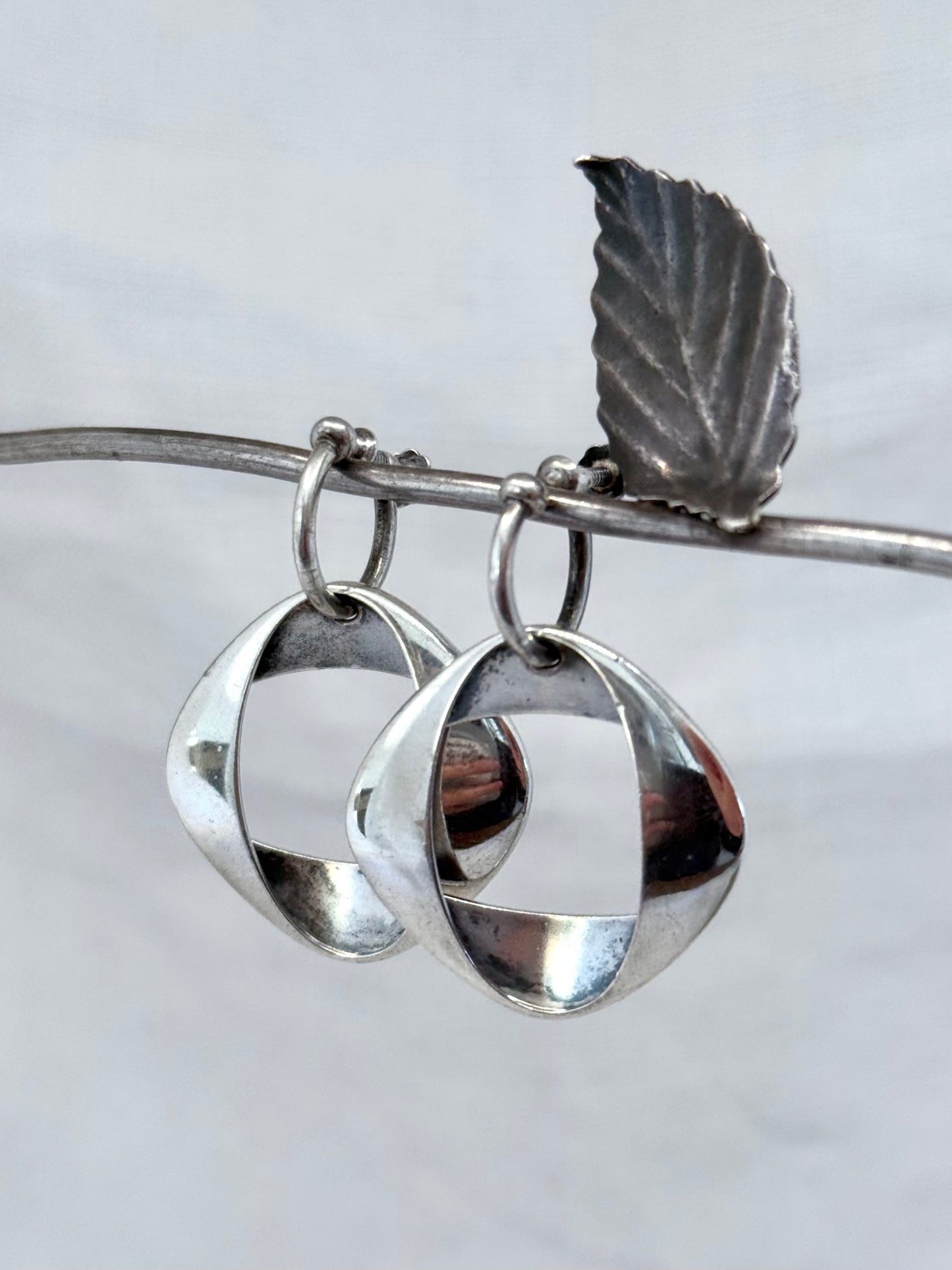 .190 .1940s collectors Georg Jensen Sterling Silver #190 Henning Koppel design screw back Denmark designer earrings