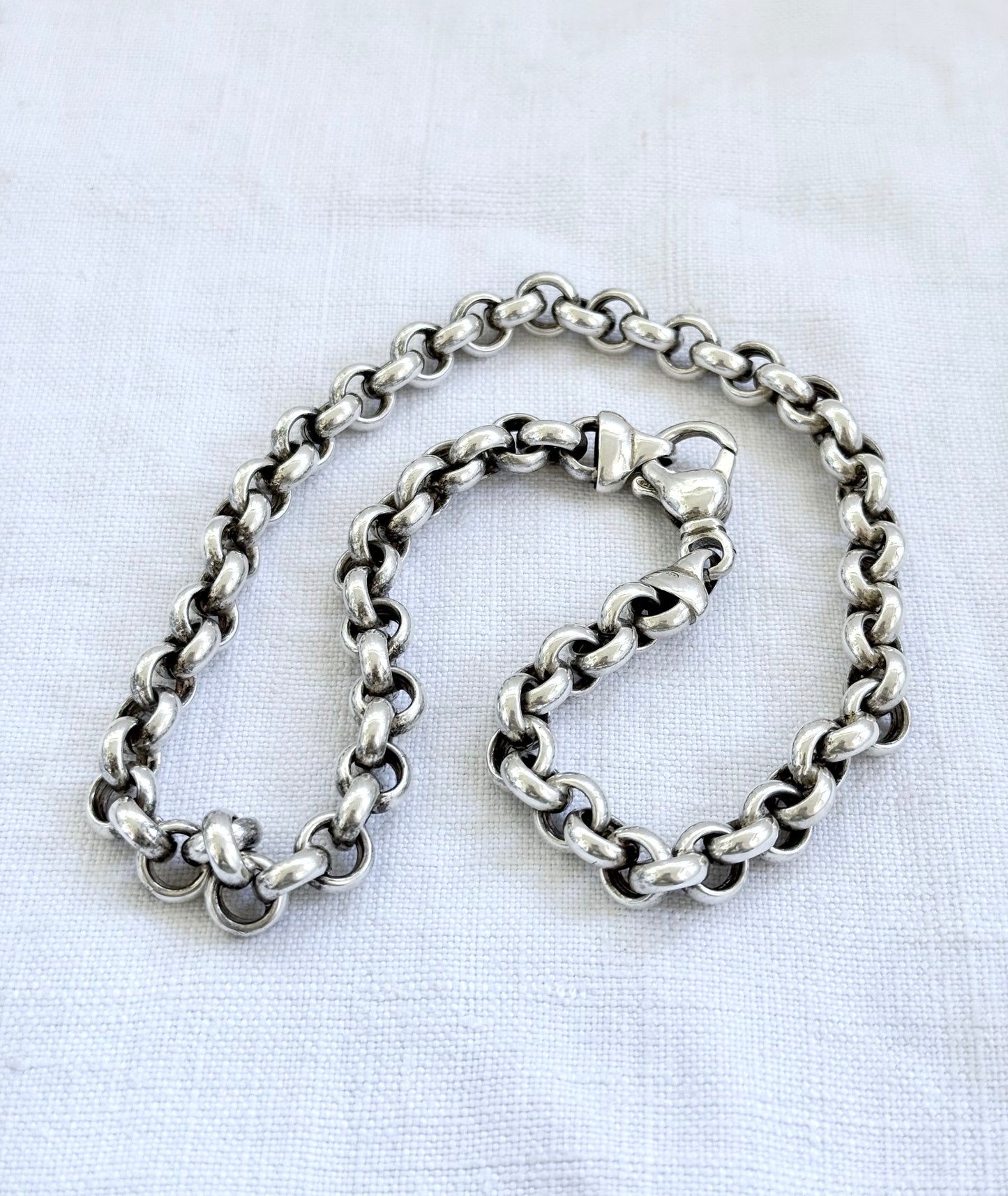 .925 classic modernist silver set chunky sterling silver oversized Rolo link modern lobster clasp modern silver chain necklace