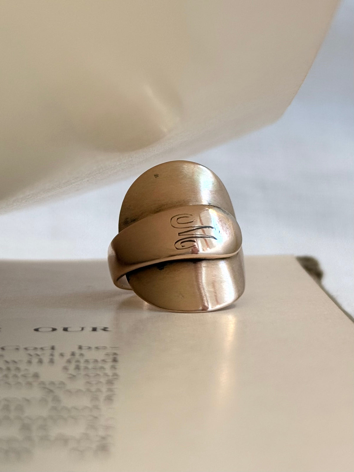 .1920s .375 .9ct solid rose gold rare treasure salt spoon signet ring