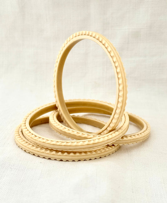 .1900s .1930s Arts & Crafts antique vintage stack of 4 pre ban ivory bone hand carved zig zag revival lot of 4 ivory stack bangles
