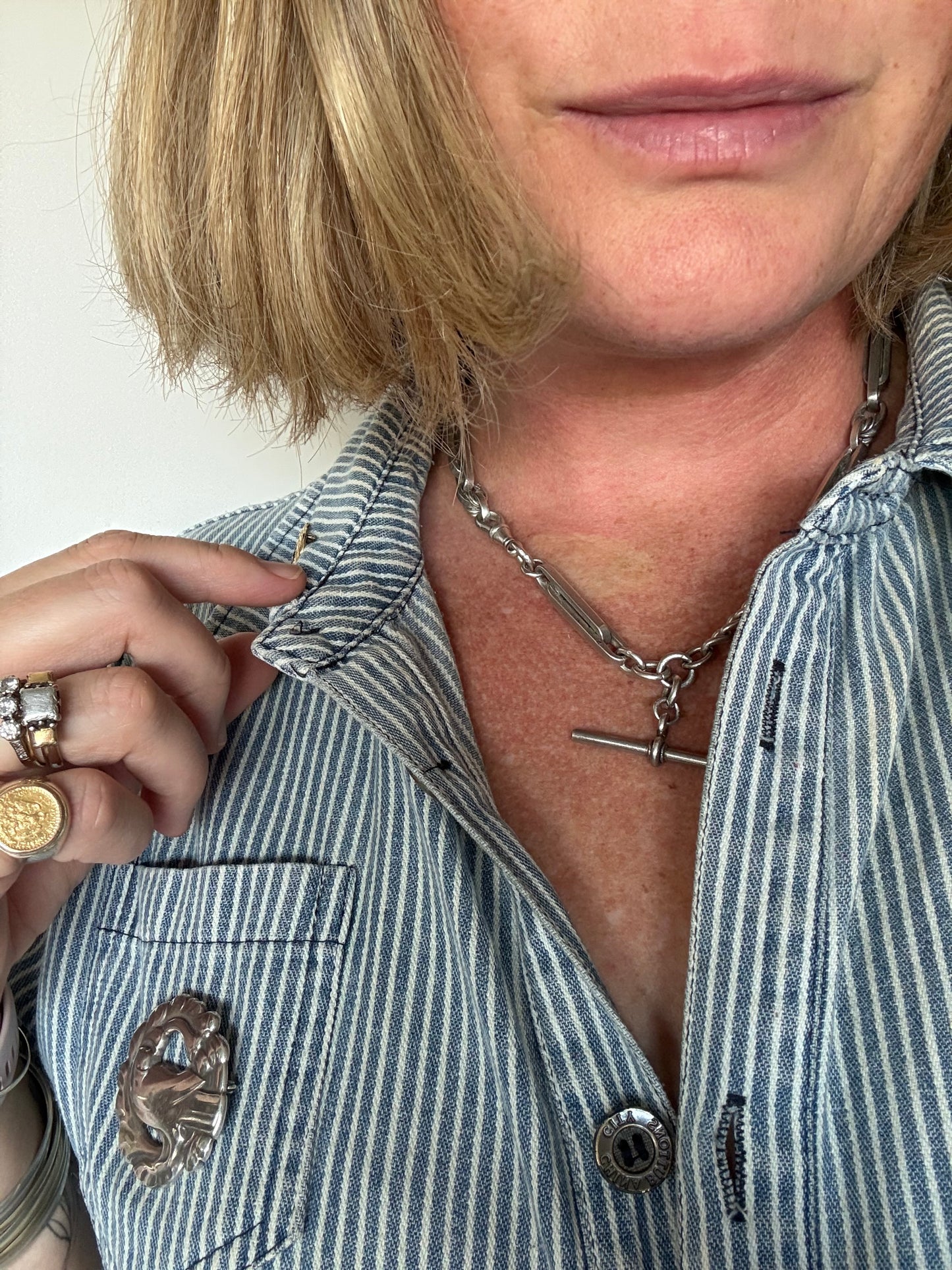 .1897 .1909 .925 antique solid chunky Albert fob chain fancy link Lovers Knot double Paper clip link Trumpet link hallmark Victorian Edwardian watch chain fob chain collectors necklace