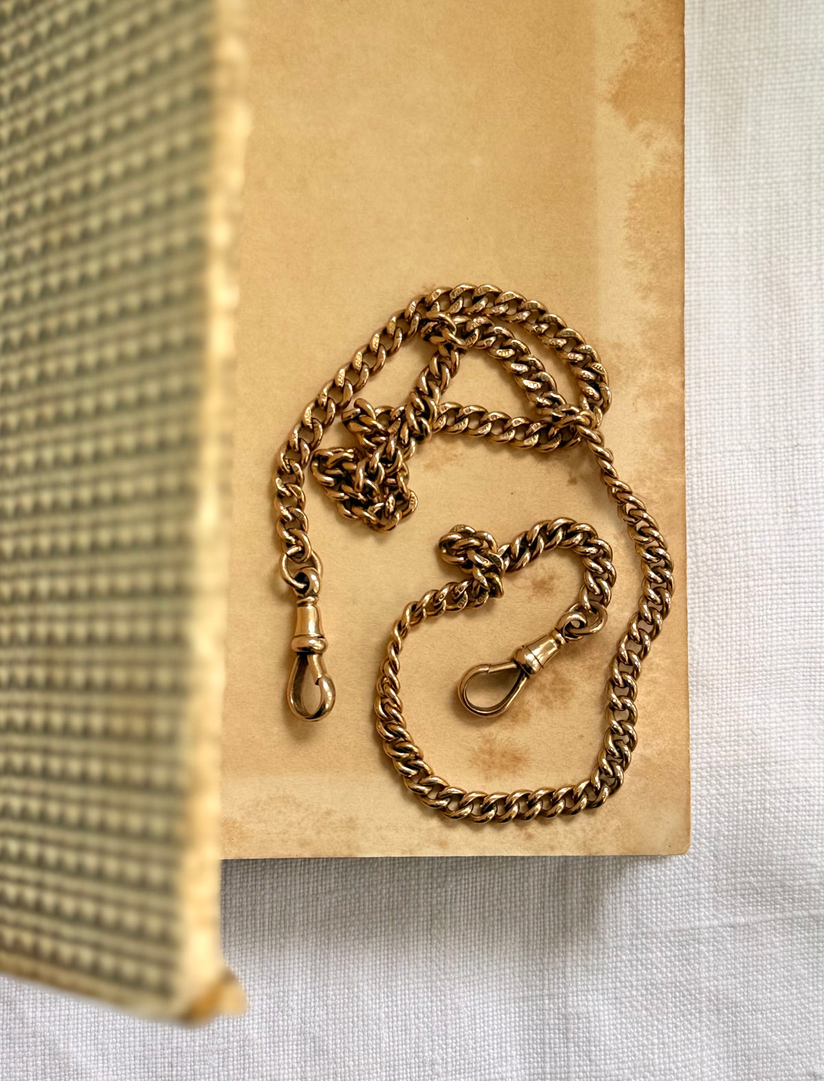 .1920 .375 .9ct antique desirable Edwardian graduated solid gold hallmark 375 gold fob chain necklace