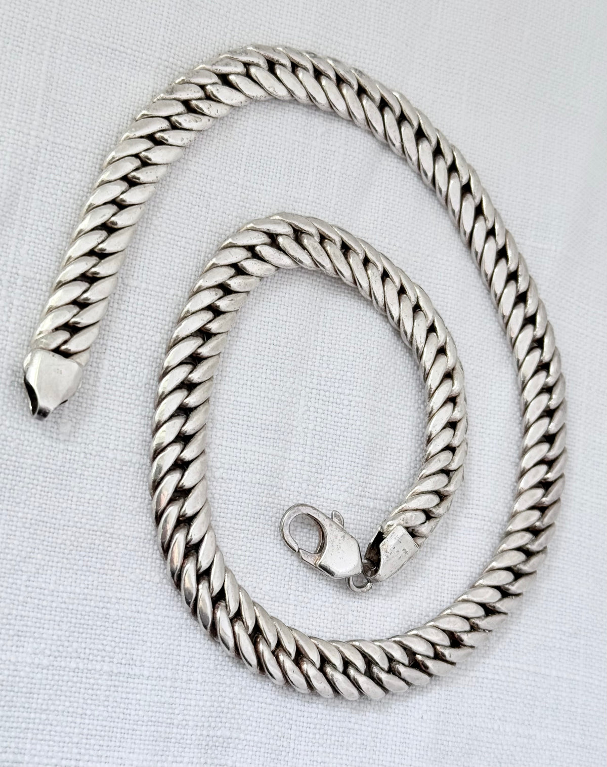 .10mm .1990s .925 modernist era chunky sterling silver thick Cuban Miami link flat link Italian luxurious puffy silver Cuban Curb chain necklace