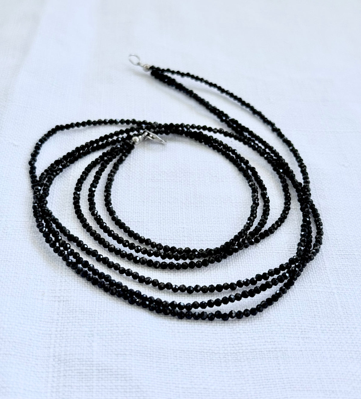 .3strand .925 silver black onyx Natural Faceted micro onyx gemstone Bead multi strand glitzy gemstone Necklace