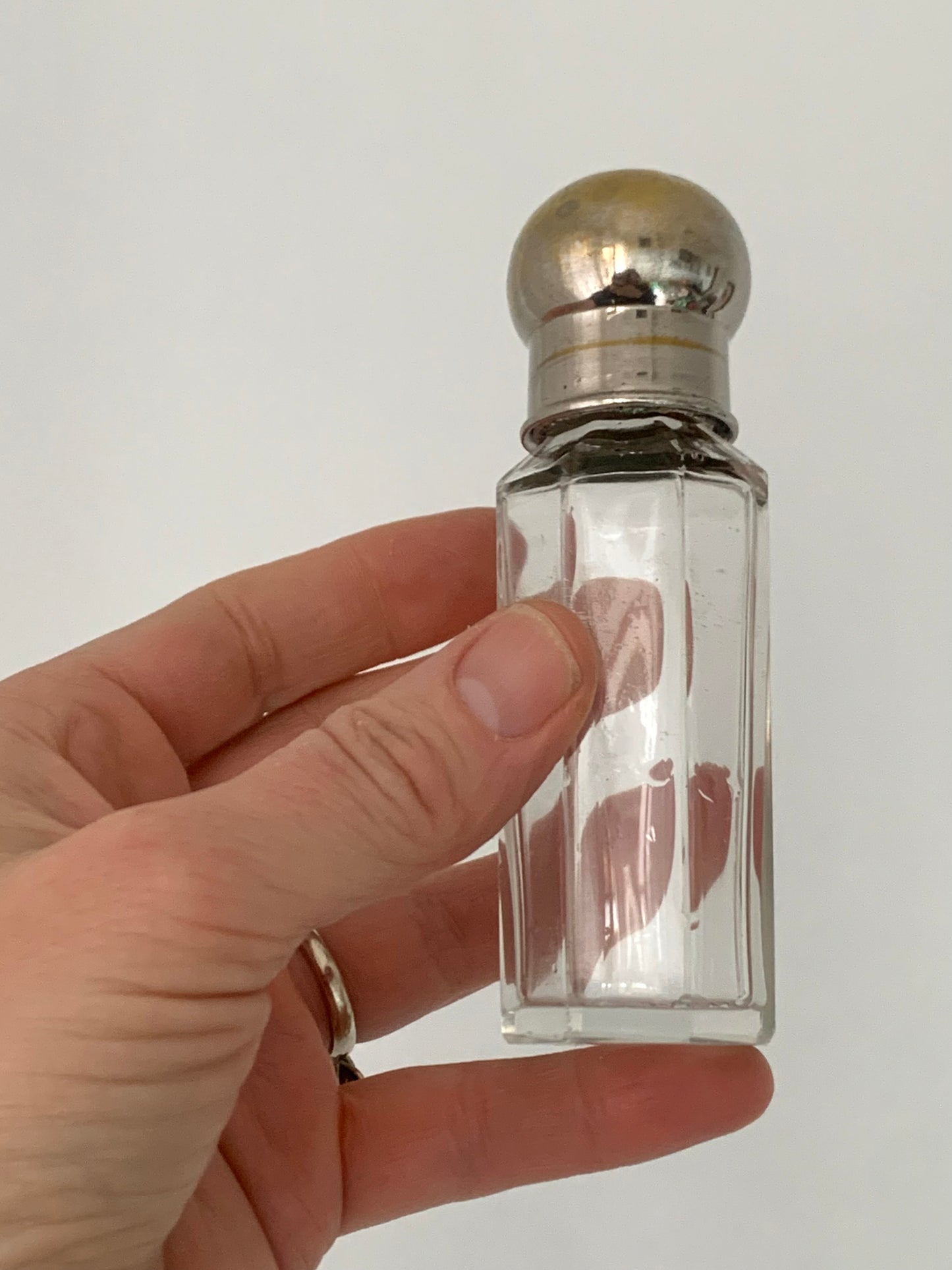 1910s antique cut glass silver metal vanity bottle perfume vessel