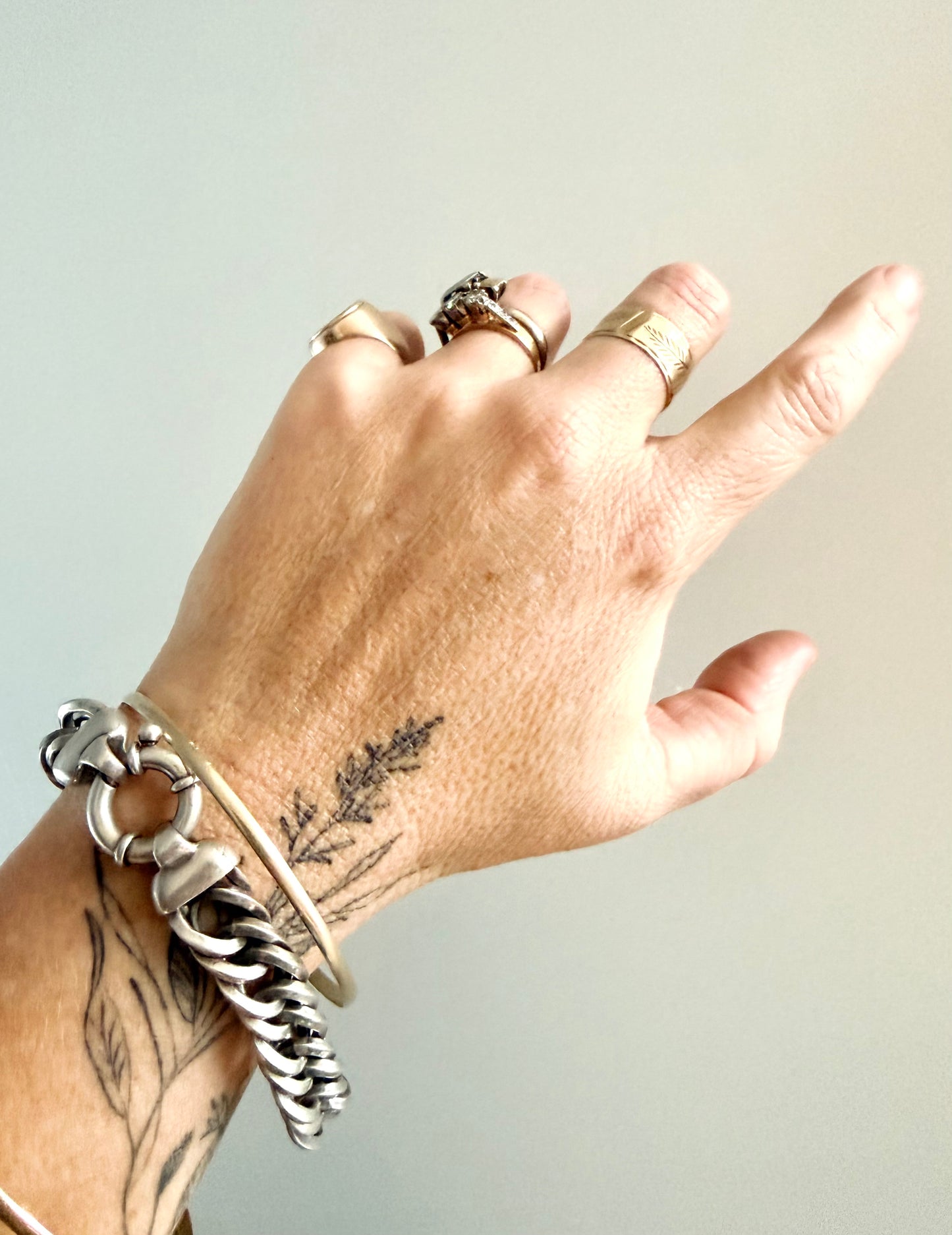 .1980s .1990s ultra chunky “fat boy” .925 wide link curb link chunky fish bone link sterling silver signoretti clasp bracelet