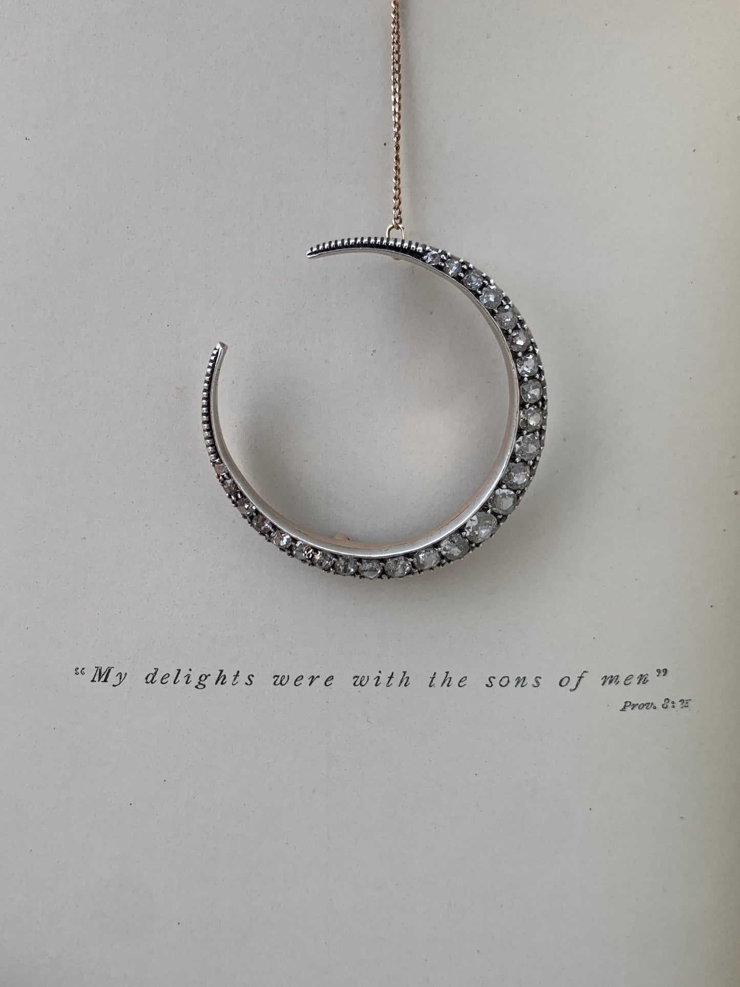 .1800s .2.78ct diamond 9ct Victorian silver collectors Antique Celestial mine cut diamond sought after large crescent Victorian moon brooch