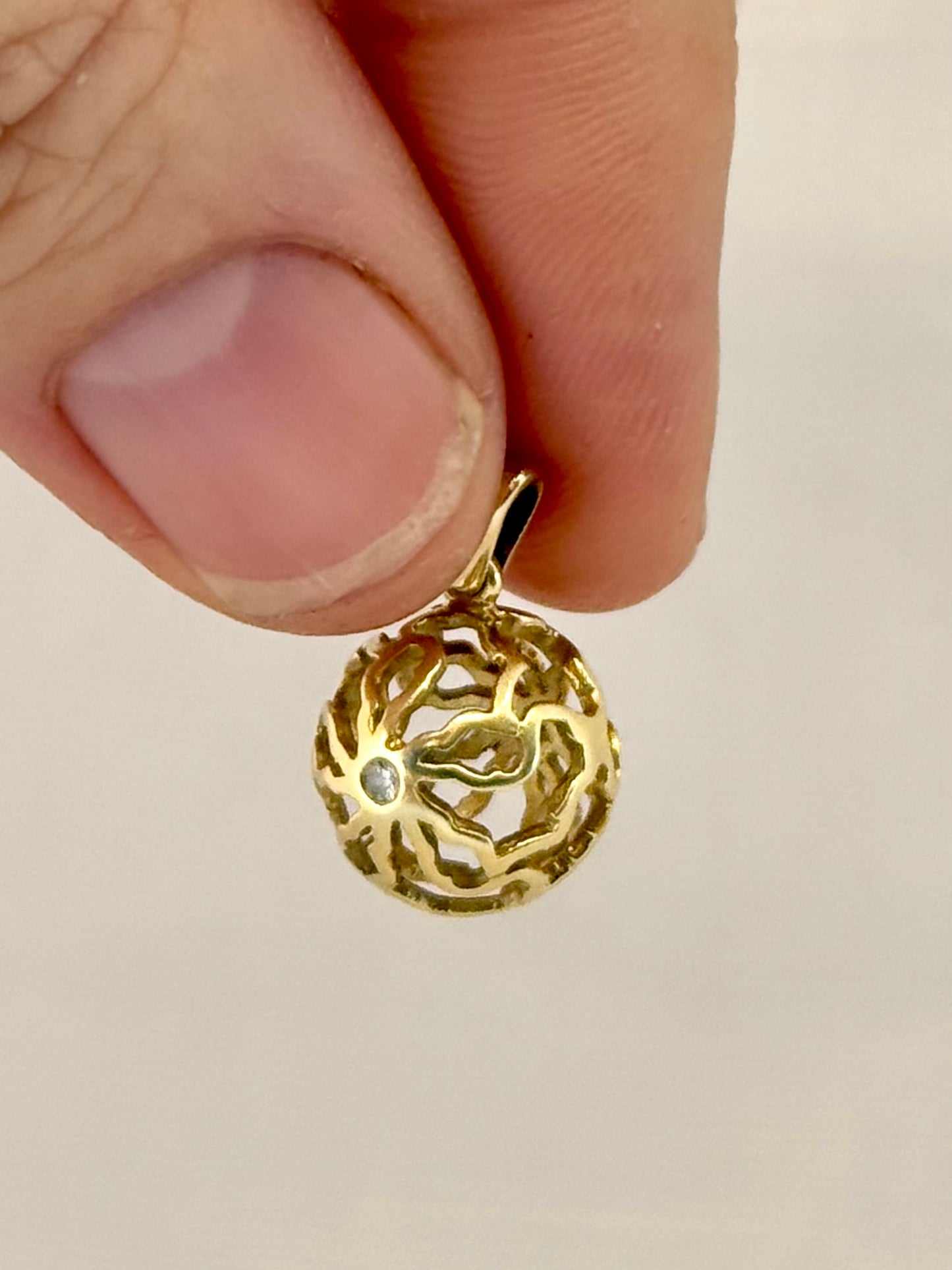 18ct .750 Africa continent High Carat Gold and Diamond globe sphere geometric artisan made gold luxury pendant