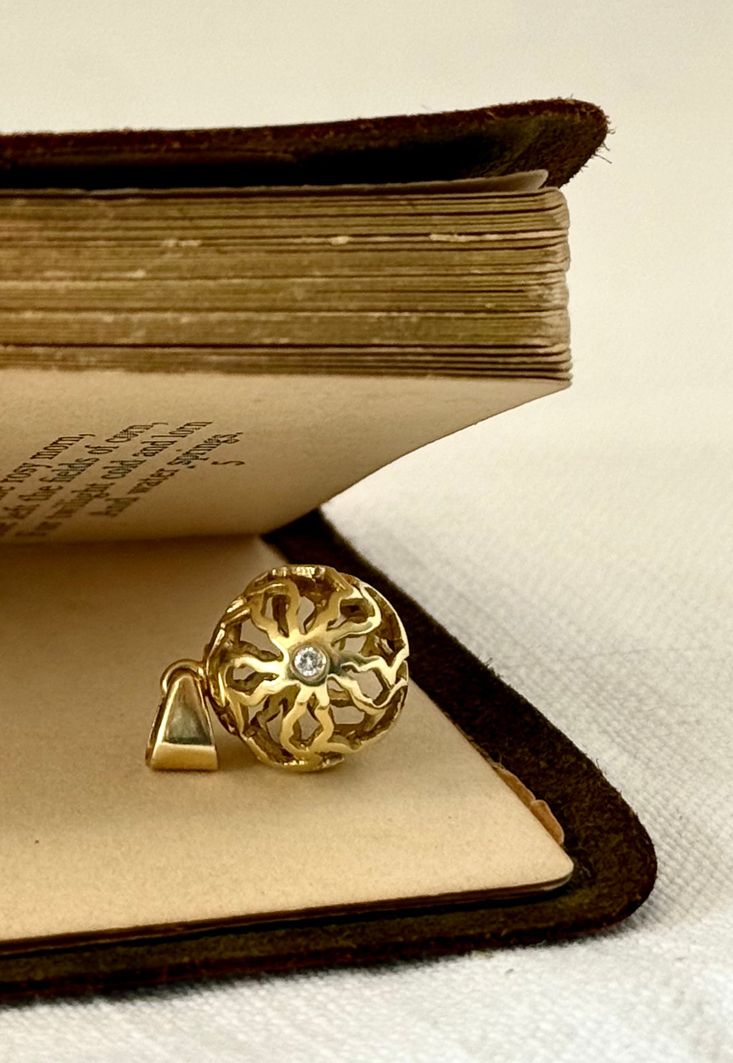 18ct .750 Africa continent High Carat Gold and Diamond globe sphere geometric artisan made gold luxury pendant