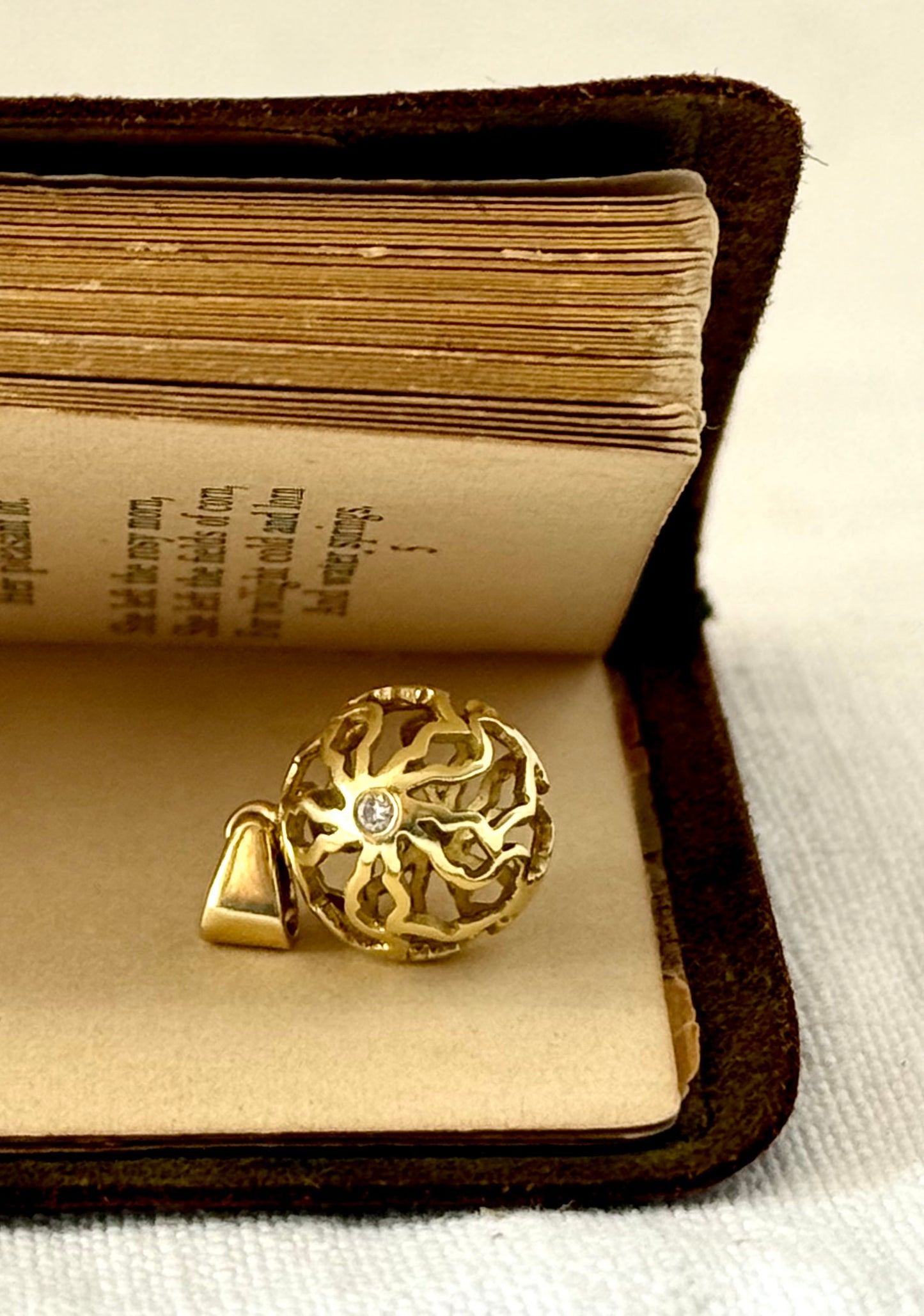 18ct .750 Africa continent High Carat Gold and Diamond globe sphere geometric artisan made gold luxury pendant