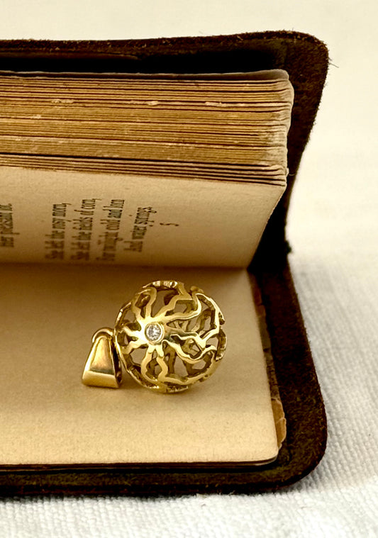 18ct .750 Africa continent High Carat Gold and Diamond globe sphere geometric artisan made gold luxury pendant
