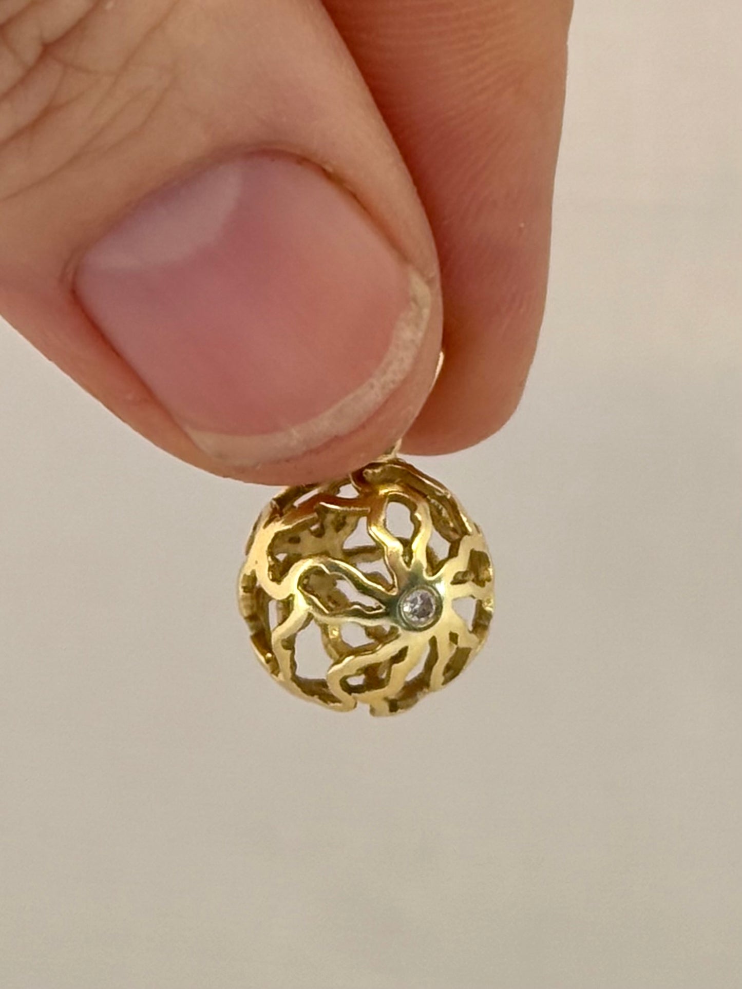 18ct .750 Africa continent High Carat Gold and Diamond globe sphere geometric artisan made gold luxury pendant