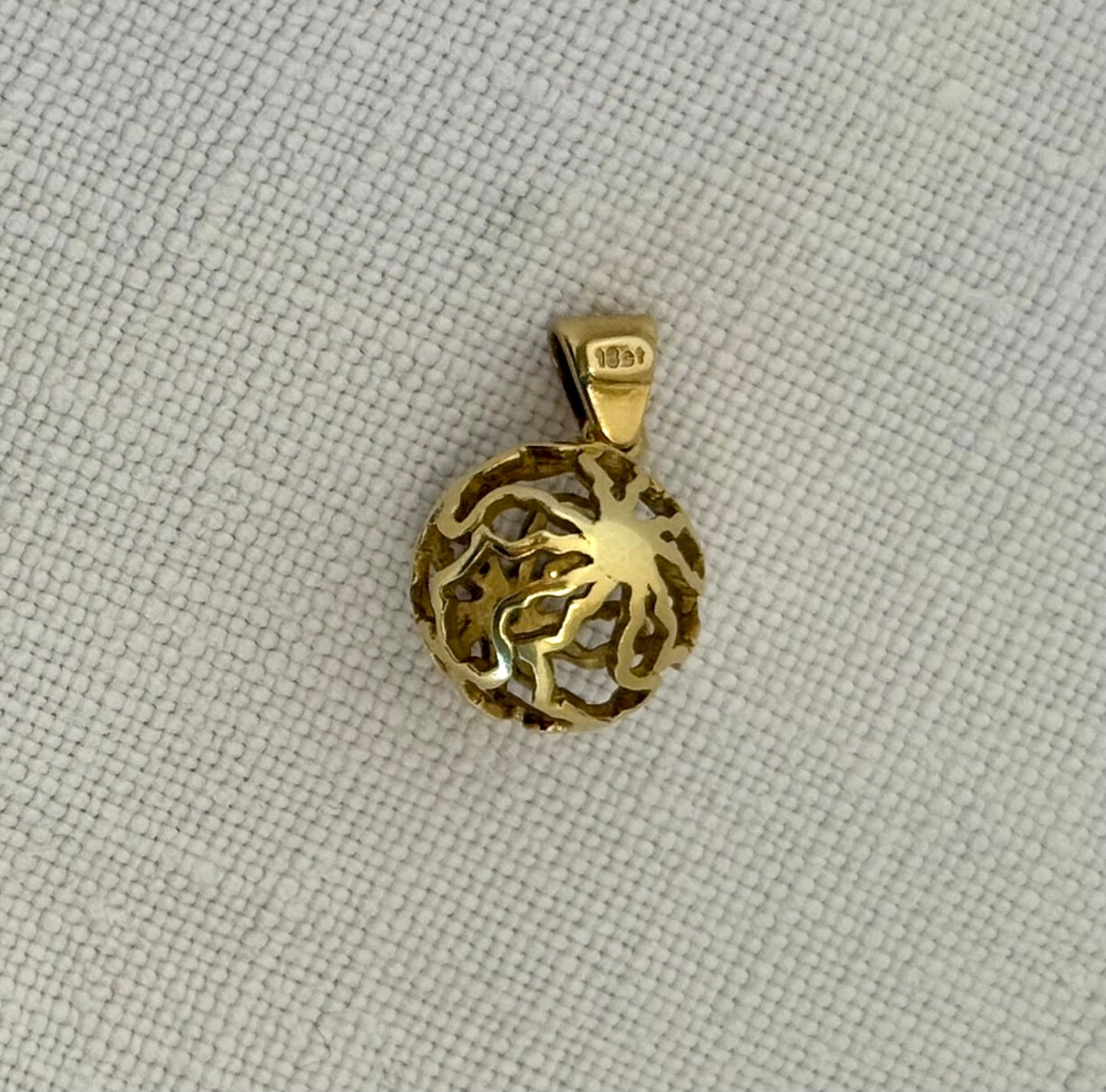 18ct .750 Africa continent High Carat Gold and Diamond globe sphere geometric artisan made gold luxury pendant