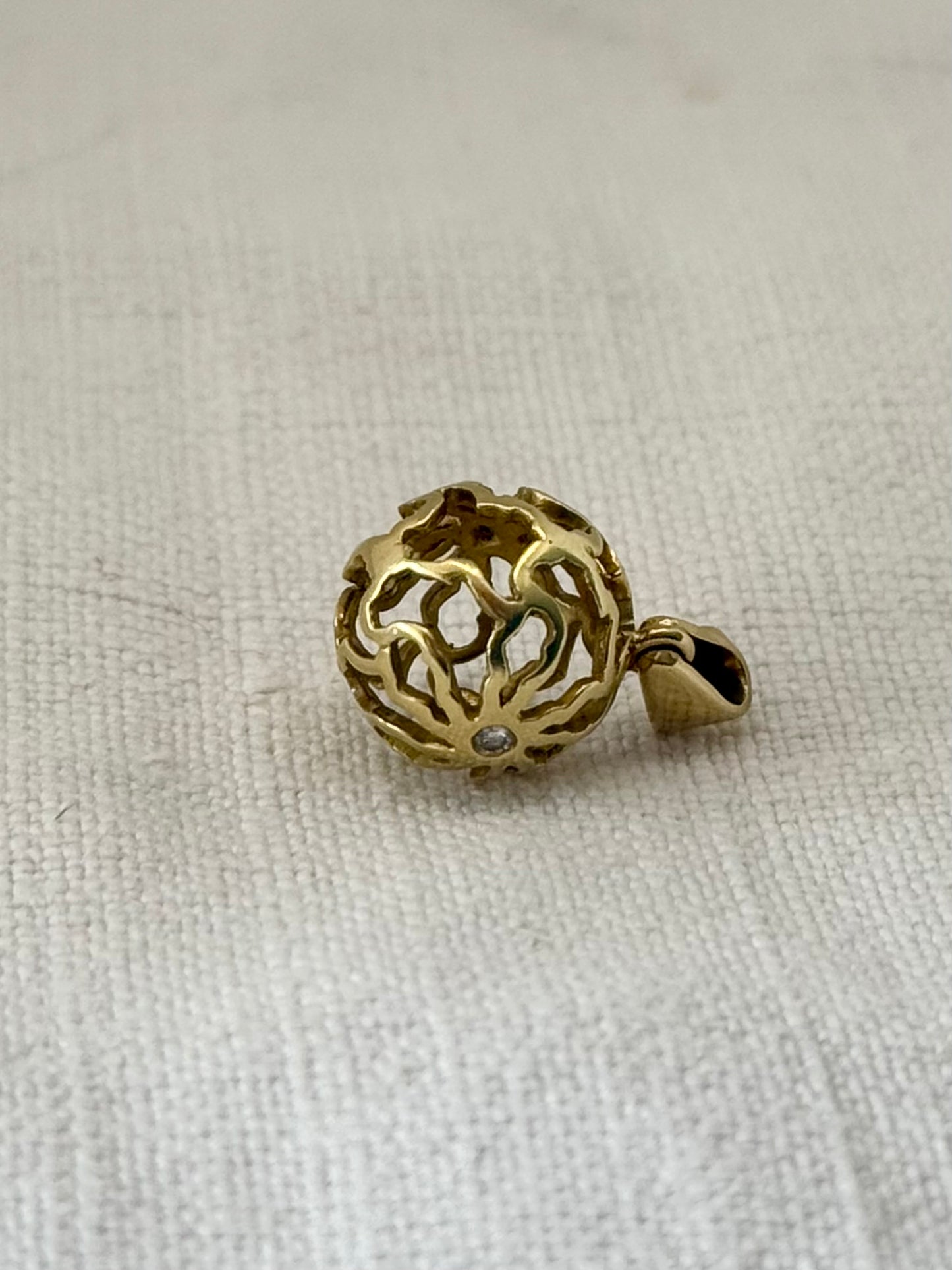 18ct .750 Africa continent High Carat Gold and Diamond globe sphere geometric artisan made gold luxury pendant