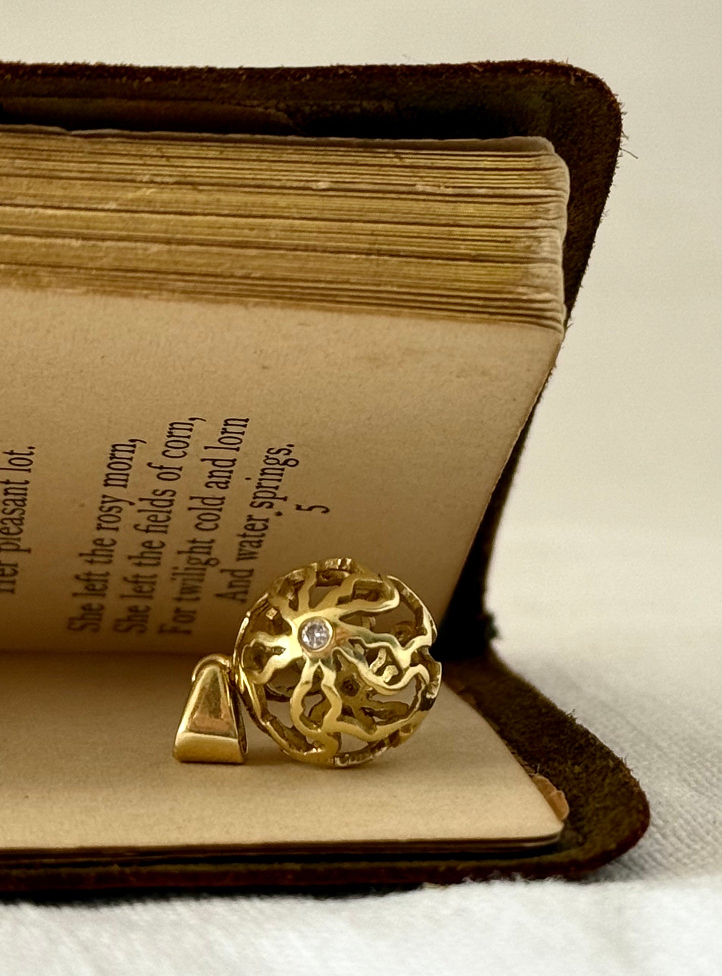 18ct .750 Africa continent High Carat Gold and Diamond globe sphere geometric artisan made gold luxury pendant