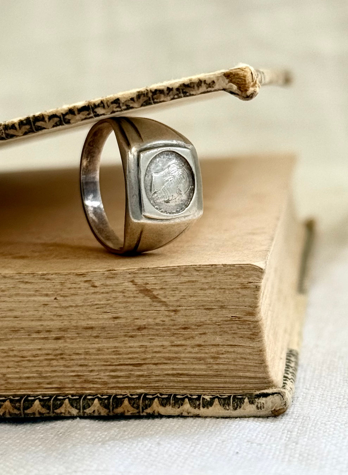 .1970s .925 silver classic revival Mexican Emperor Maximilian silver signet seal ring