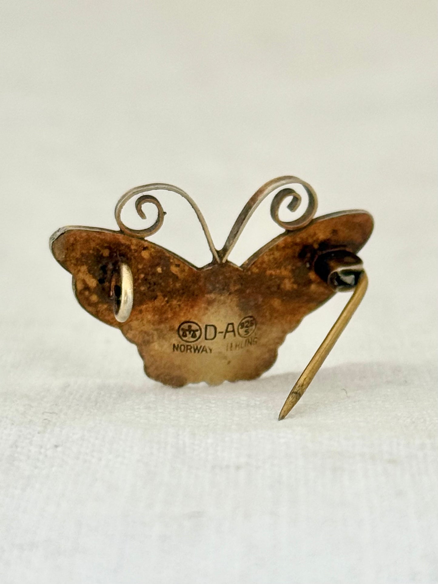 .1950s .925 designer collectors David Andersen butterfly figural fine sterling silver designer rare pastel green enamel butterfly brooch