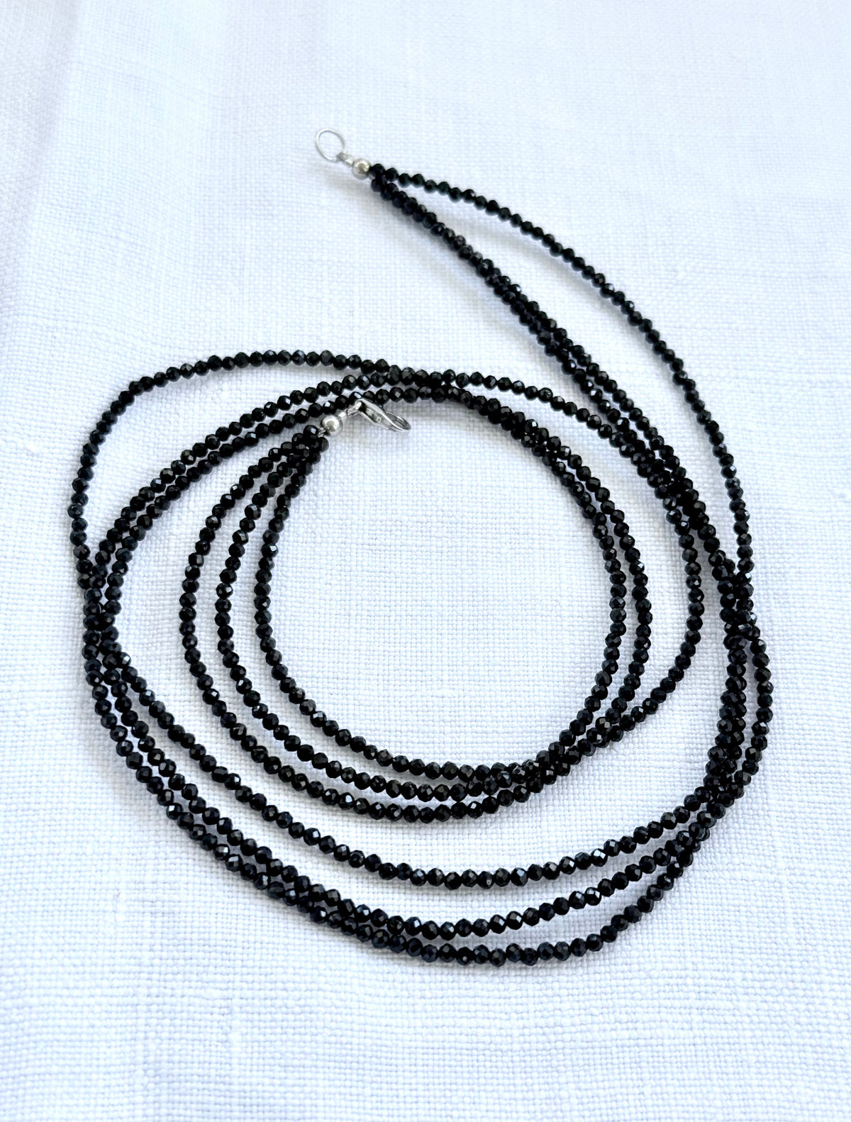 .3strand .925 silver black onyx Natural Faceted micro onyx gemstone Bead multi strand glitzy gemstone Necklace