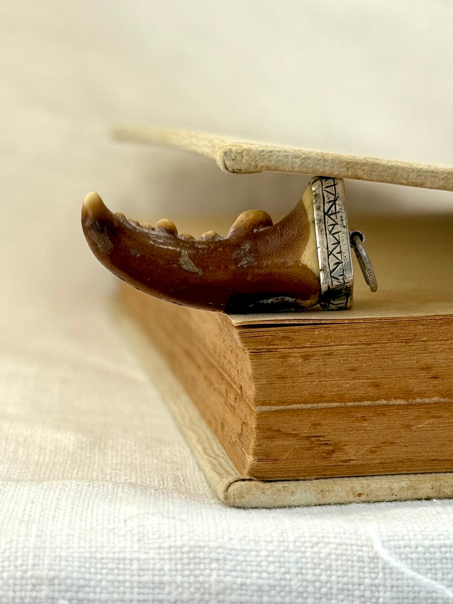 .1900s .925 Antique Vintage Artisan made Lobster Claw lucky charm talisman pendant