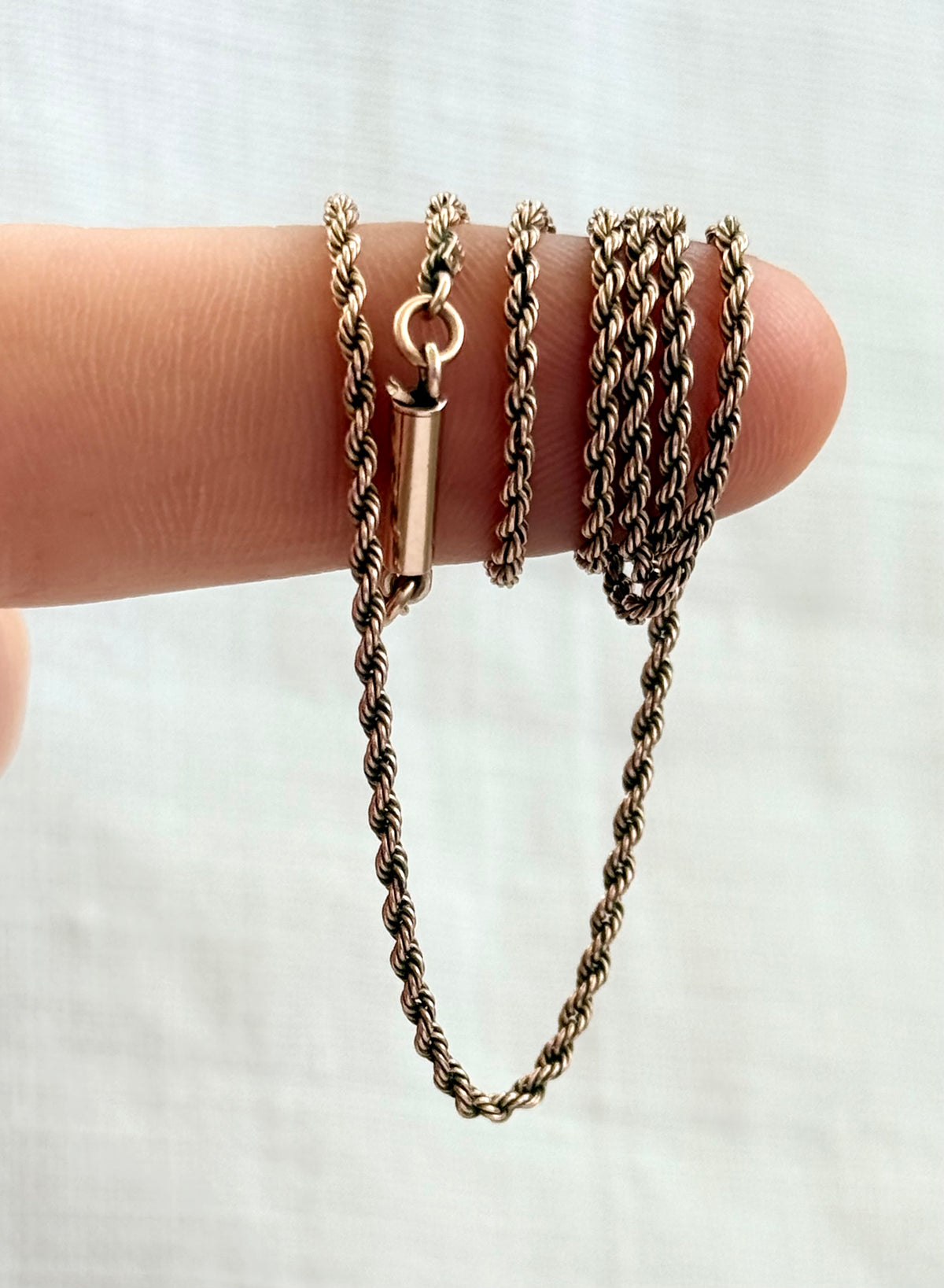 .1900s .375 .9ct true antique 9ct warm rose gold Edwardian fancy rope weave gold luxury chain barrel clasp antique chain necklace
