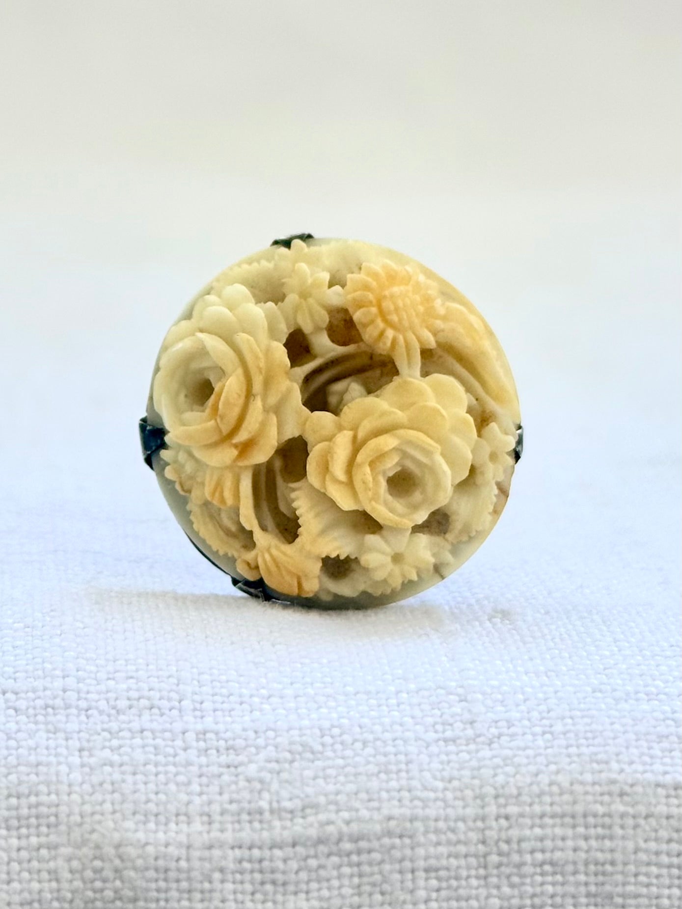 1890s .1900s antique artisan made Victorian Edwardian styled flower bouquet hand carved pre ban ivory bone Rose Daisy Forget me Not flower brooch