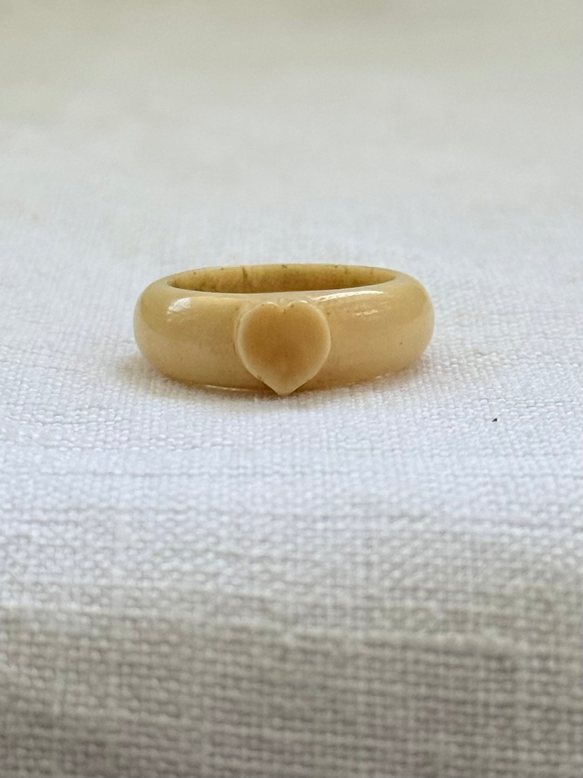 .1910s 1920s pre ban ivory heart ivory hand carved bone sweetheart love token POW ring