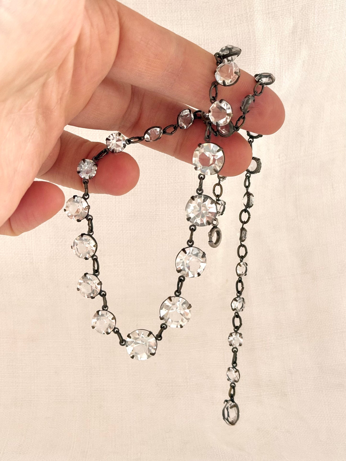 .1920s Art Deco coveted dazzling Clear Riviere diamond paste necklace
