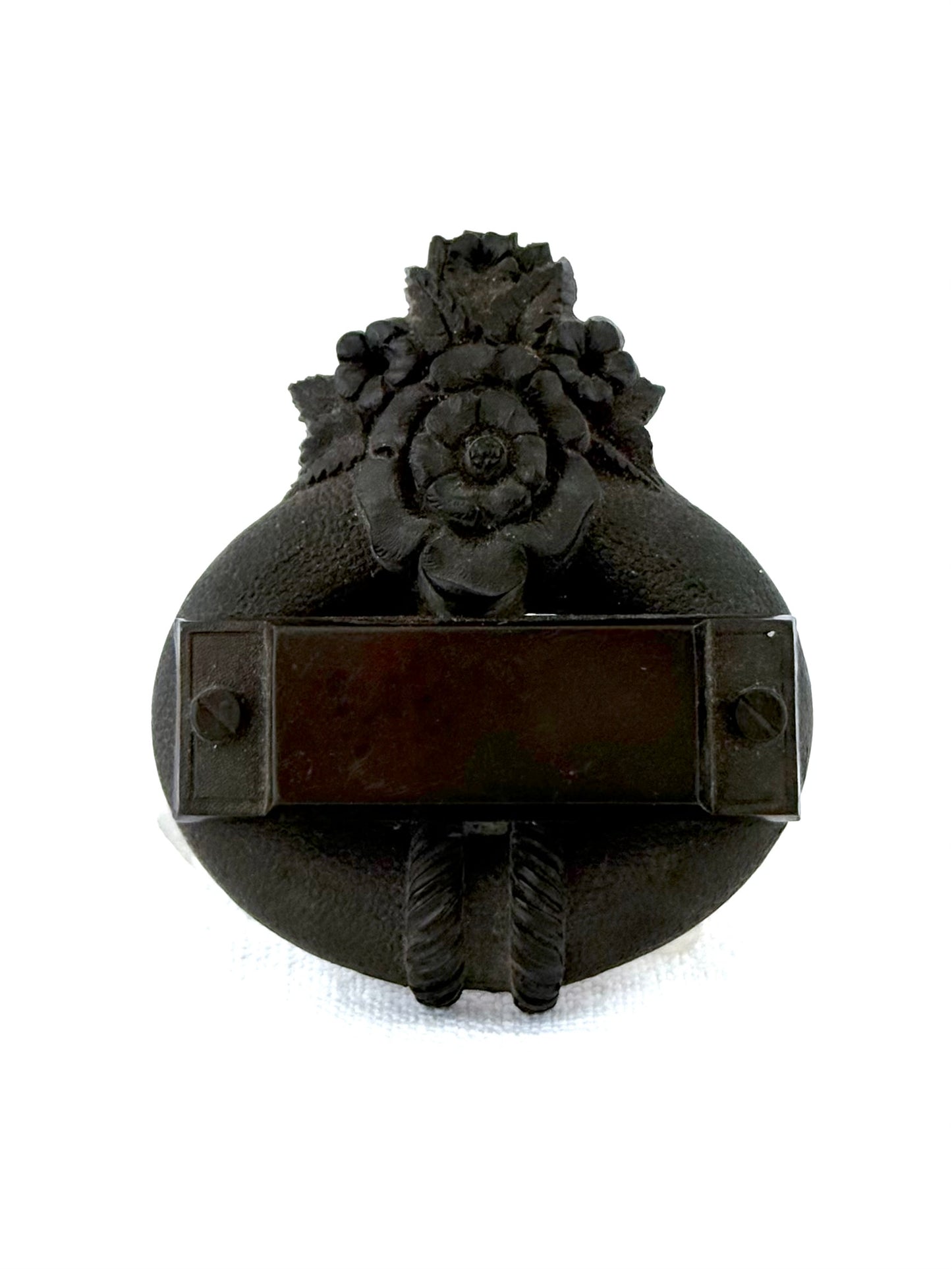.1860s .1890s antique Bog Oak Victorian floral and garter historic Mourning brooch