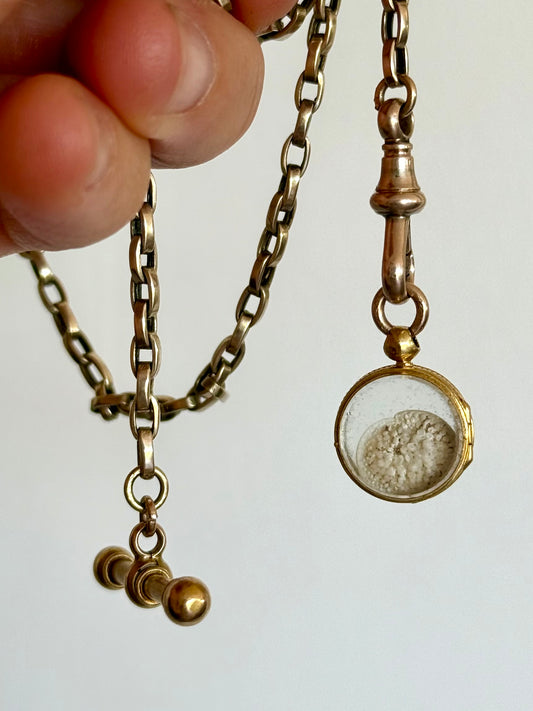 .14ct .1900 antique tiny rare find high carat gold and double sided glass shaker locket