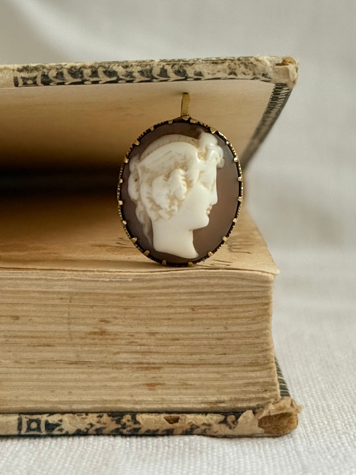 .1840s .1850s antique .18ct .20ct bright gold rare high relief Grecian aquiline dame hand carved true antique cameo pendant