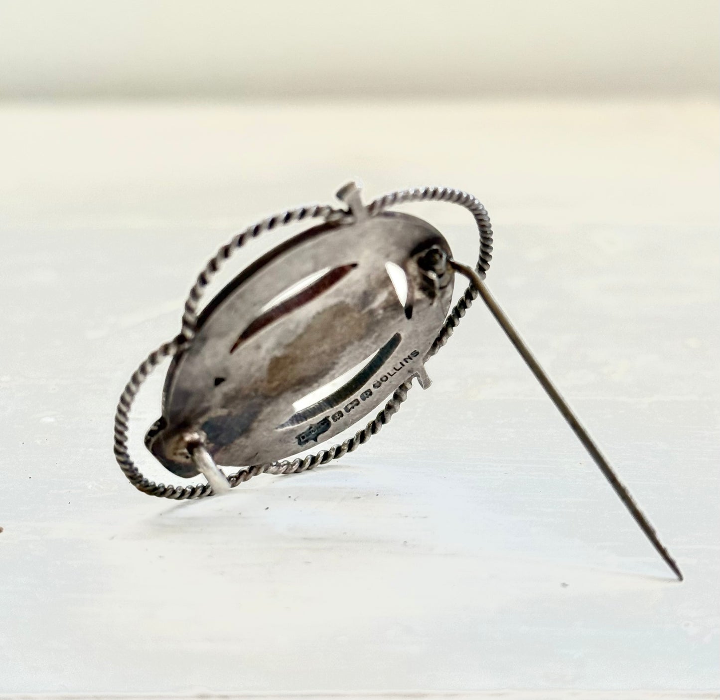 .1901 .925 antique Birmingham sterling silver Sweetheart large sentimental Victorian Edwardian token brooch pin