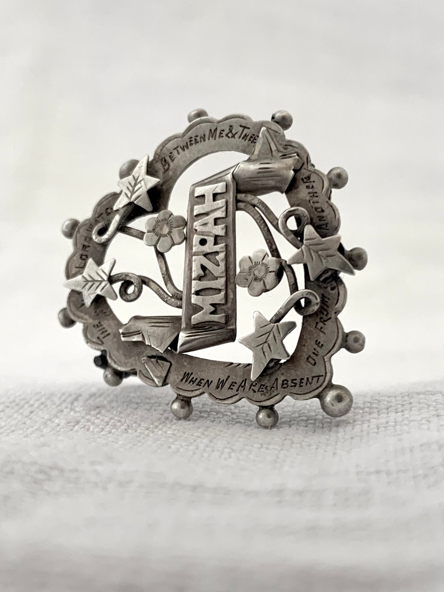 .925 1904 Chester sterling silver Edwardian heart Mizpah sweetheart heart sentimental hallmarked sterling silver brooch