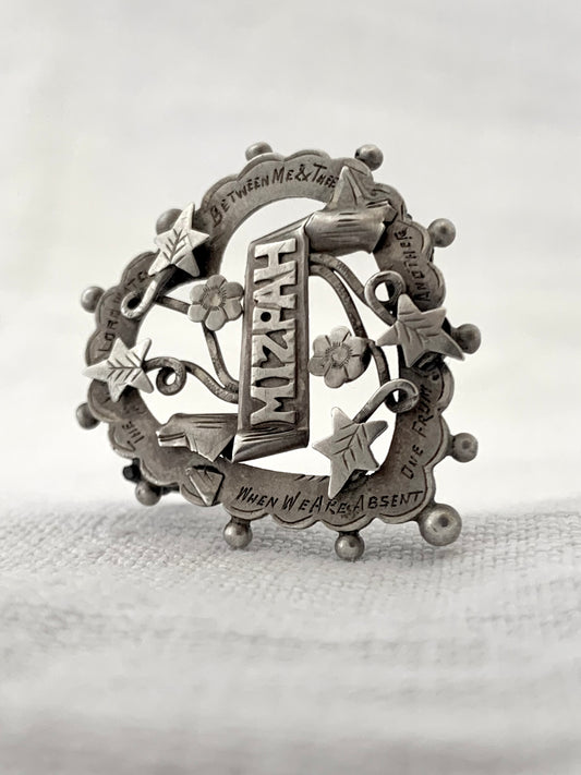 .925 1904 Chester sterling silver Edwardian heart Mizpah sweetheart heart sentimental hallmarked sterling silver brooch