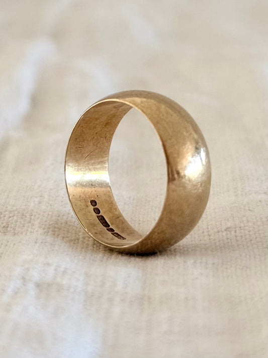 .1967 .375 8.8mm wide .9ct classic half round warm wide solid gold commitment engagement wedding ring band