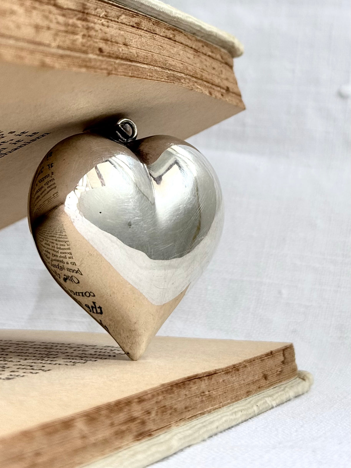 .1970s .925 Large Oversized puffy sterling silver romantic heart super sized love token pendant
