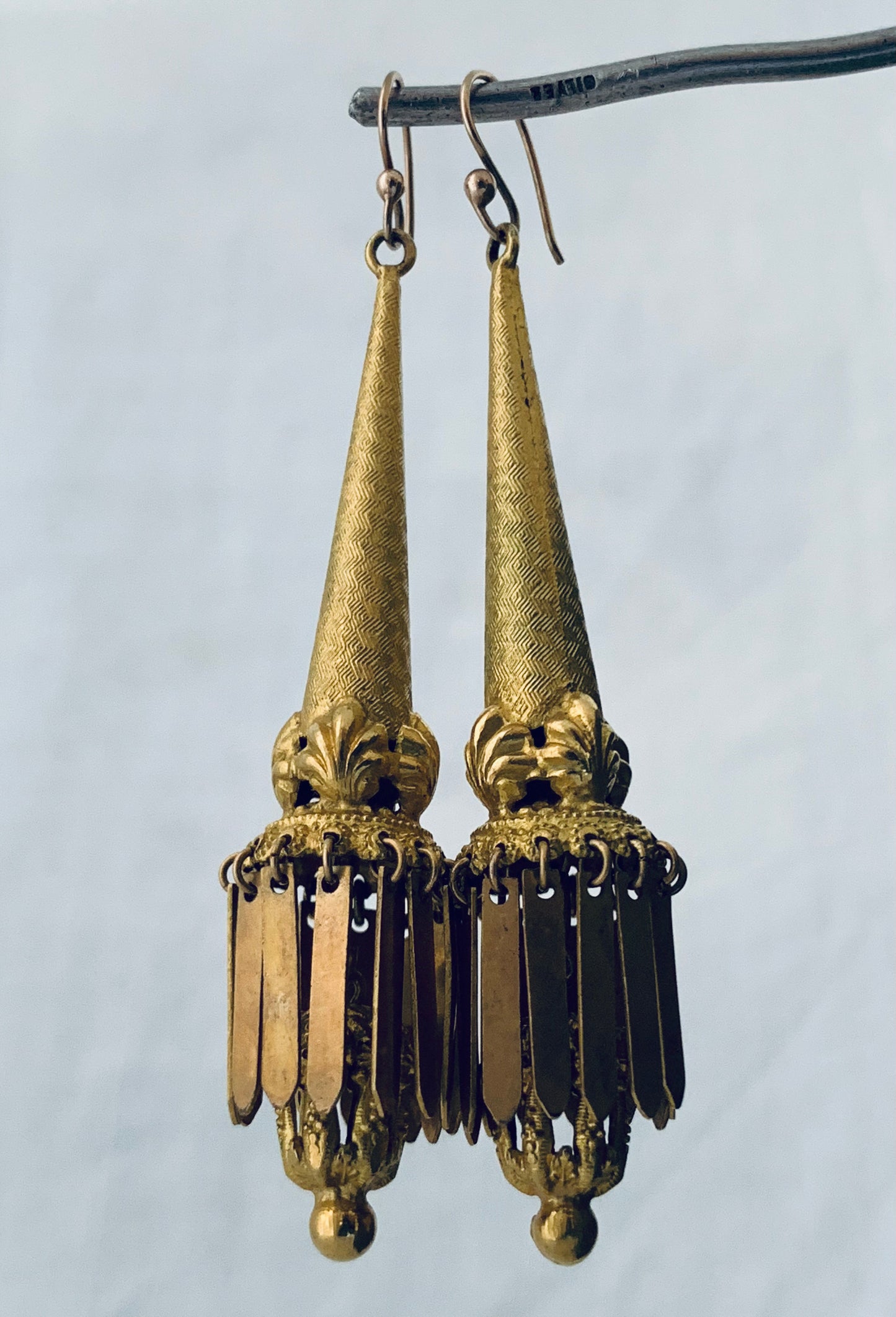 1800s incredibly rare Antique Georgian Pinchbeck 18ct Gold Gilt torpedo day and night earrings