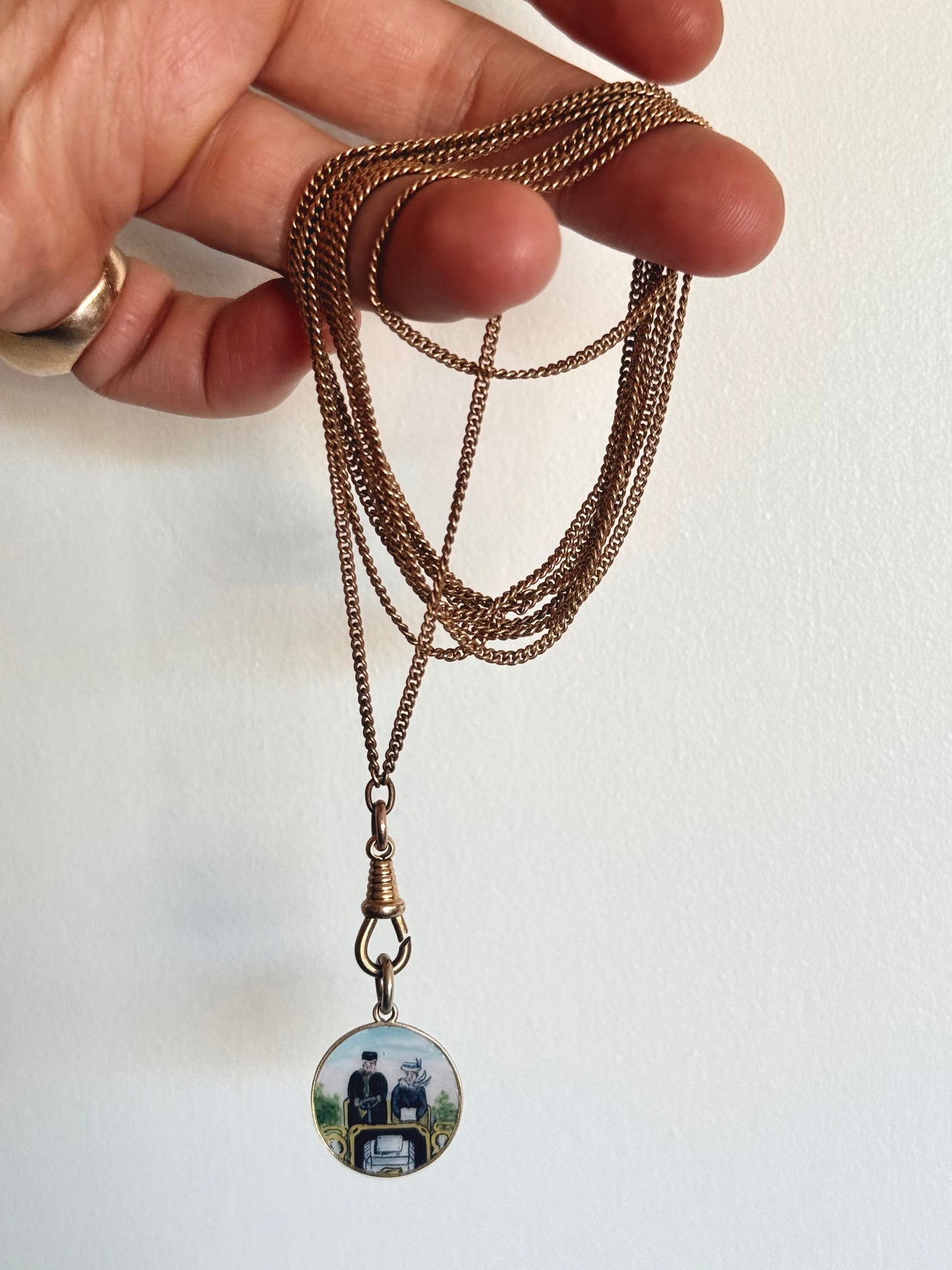 .152cm .1890s .1900s antique Edwardian rolled gold sought after historical long chain guard muff chain longuard gold chain necklace