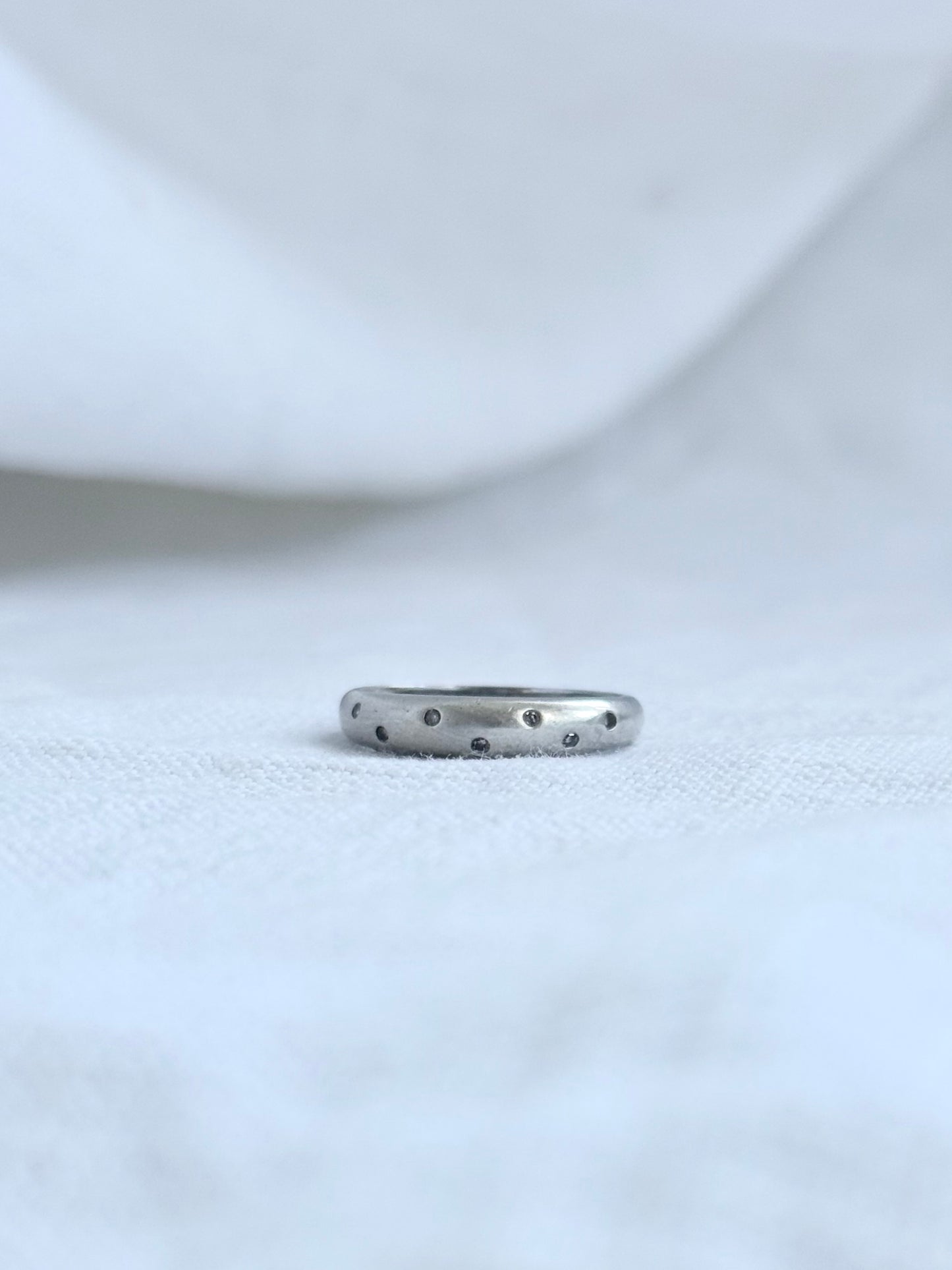 .375 .7 diamond .9ct gold modernist luxury white gold scattered diamond eternity ring band