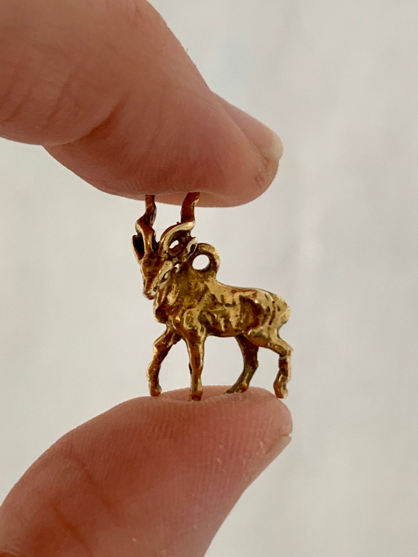 .925 1950s 1960s Antelope Bokkie Gold Fill Figural Buck Golden modernist mid century modern silver gold plated figural Charm pendant