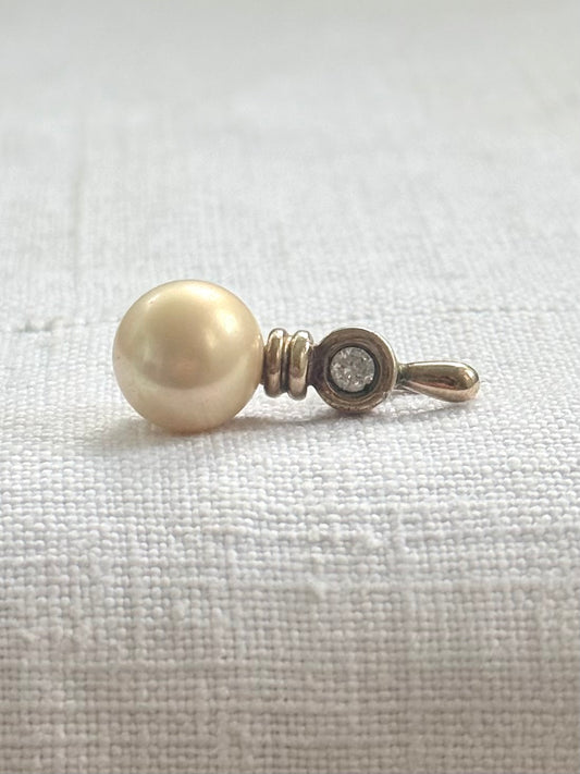 .1990s .925 gold plated Majorica Spanish designer pearl clip on enhancer pendant