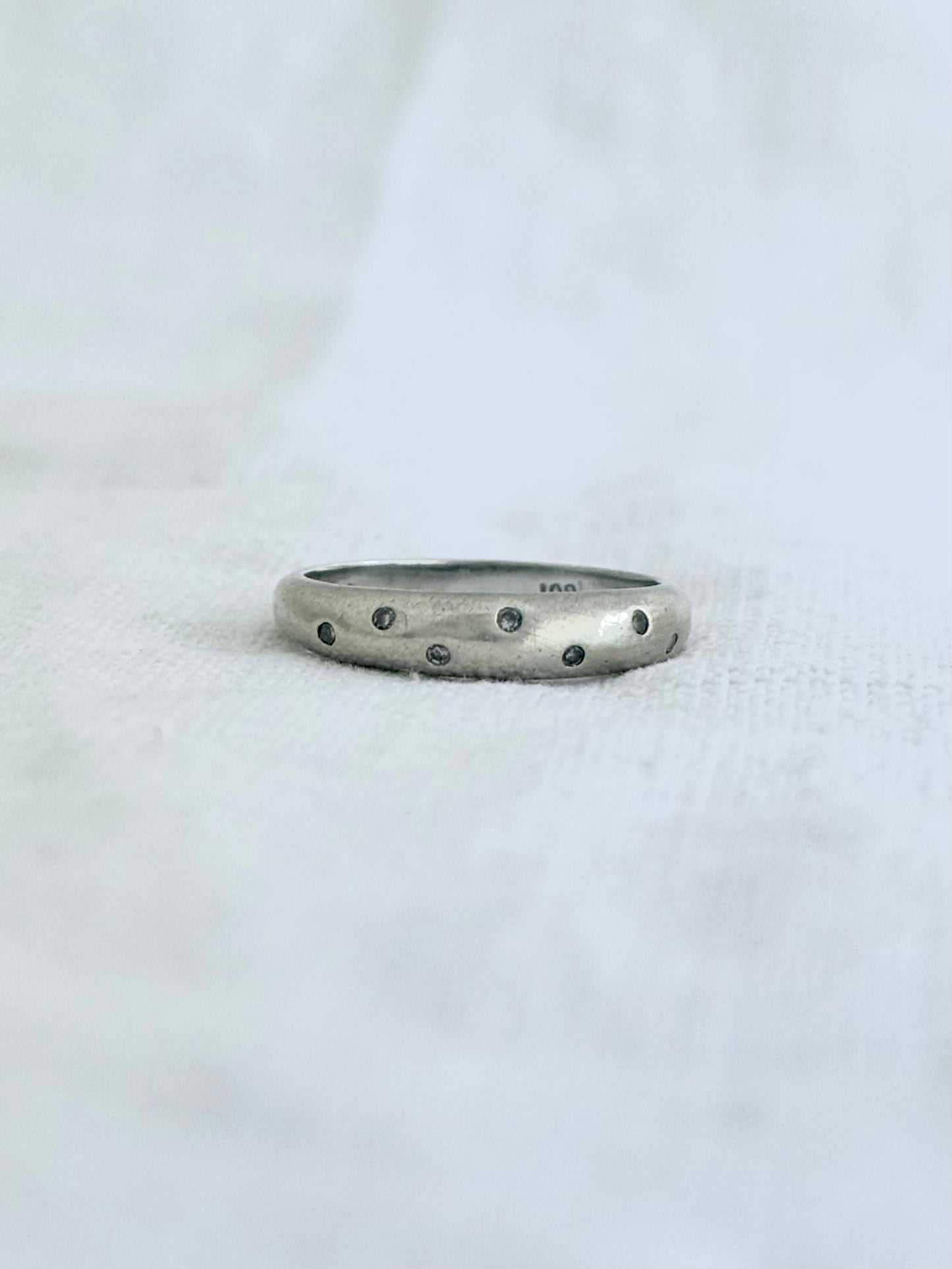 .375 .7 diamond .9ct gold modernist luxury white gold scattered diamond eternity ring band