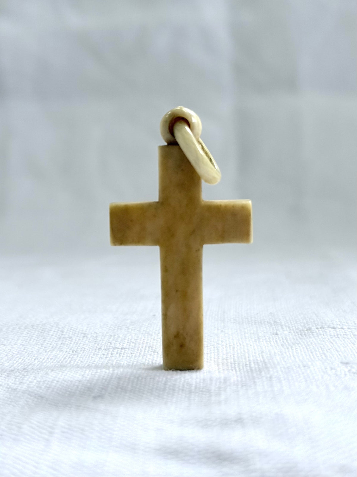 .1880s .1890s antique Victorian pre ban ivory hand carved cross pendant